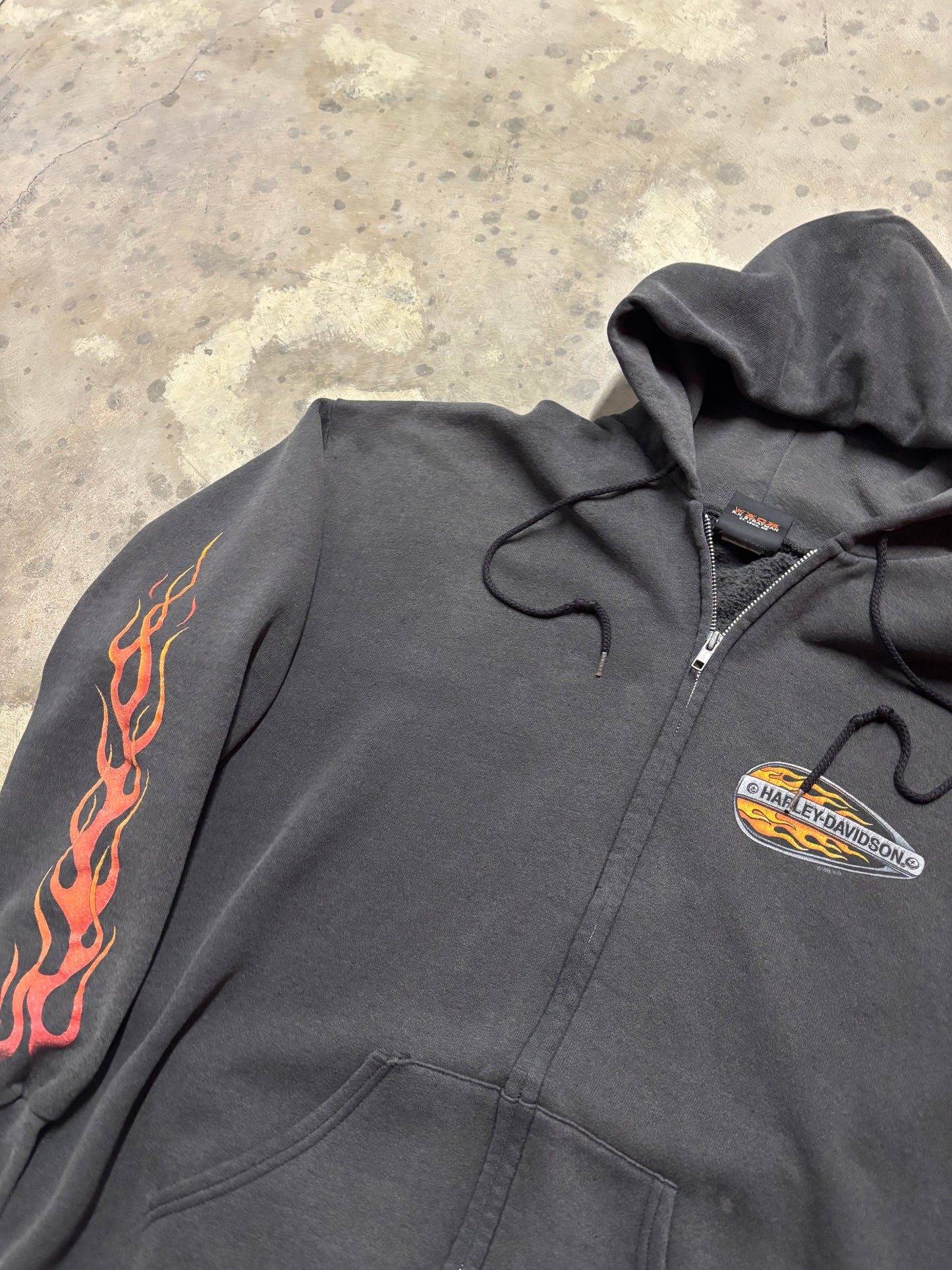 Vintage Harley Davidson Flame zip up size xl