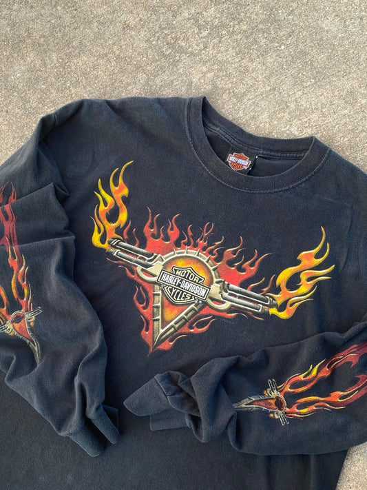 Vintage Harley Davidson Tribal Flame Long sleeve size XL