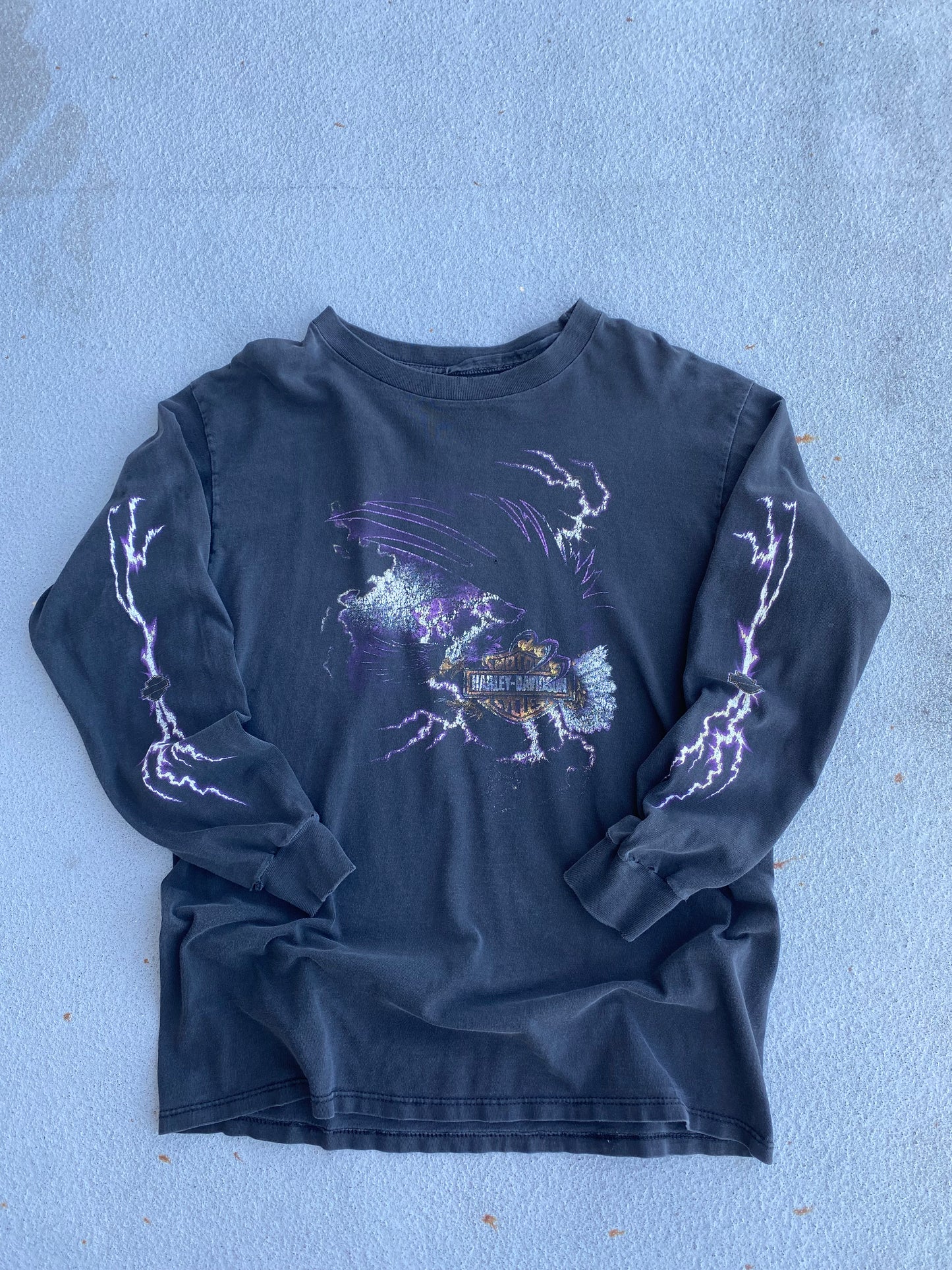 Vintage Harley Davidson Lightning Print Eagle long sleeve shirt size XL