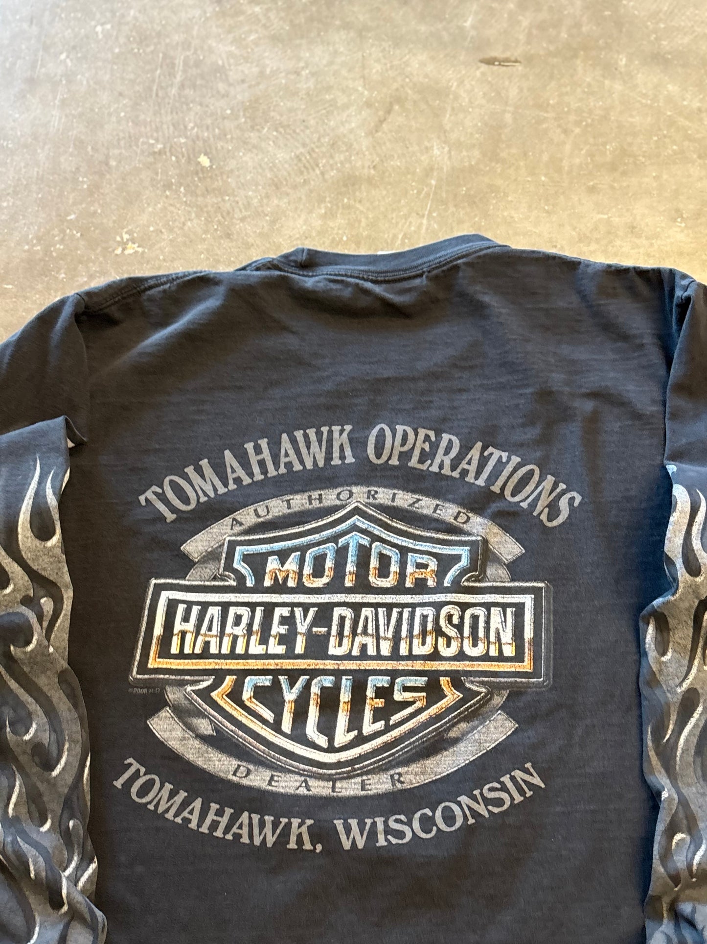 Vintage Harley Davidson Chrome flame long sleeve size large