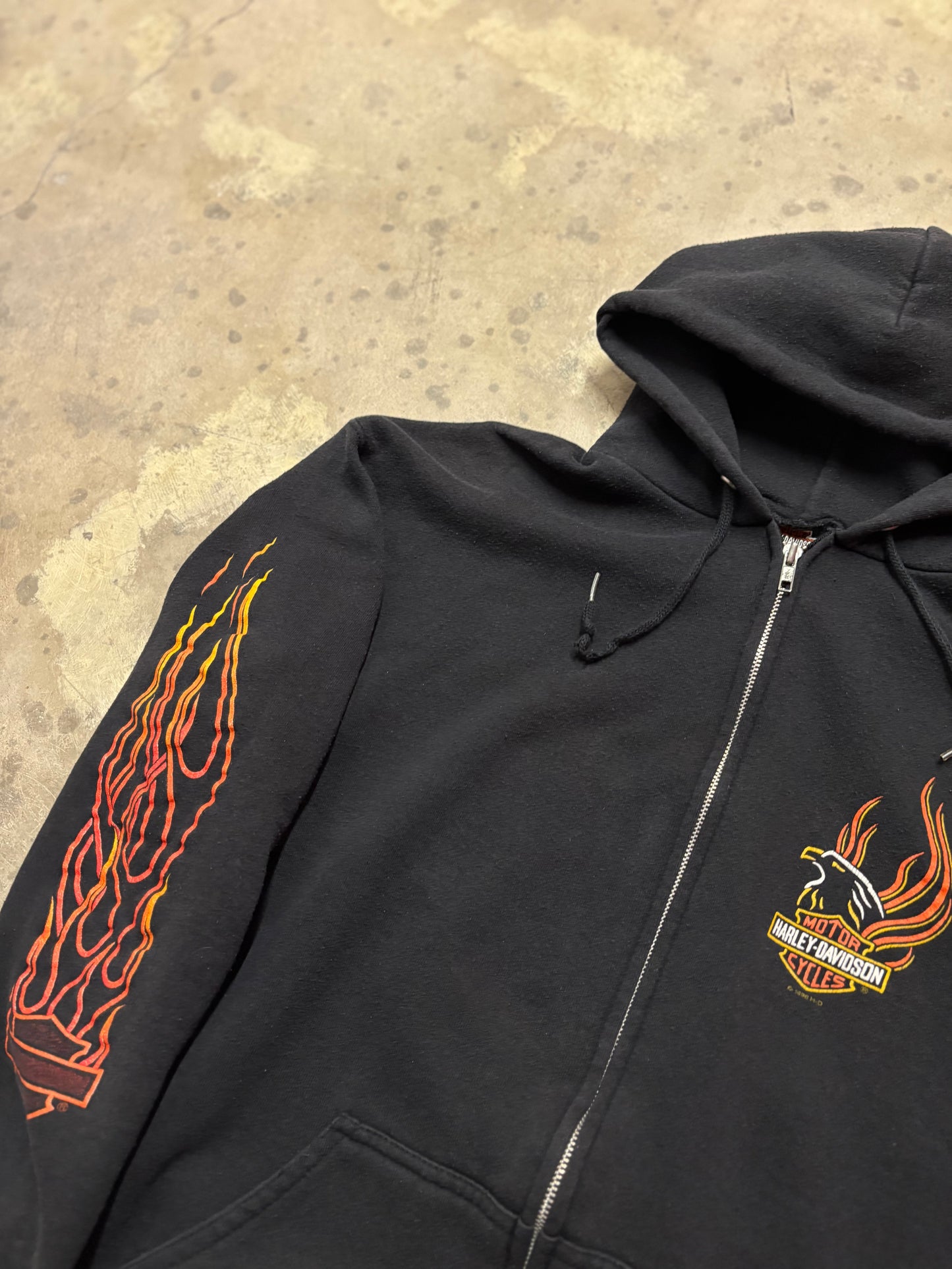 Vintage Harley Flame zip up hoodie size large