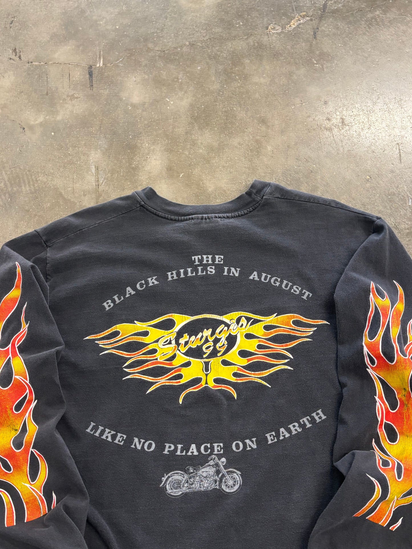 Vintage Bike Week skull flame sleeve size large shirt