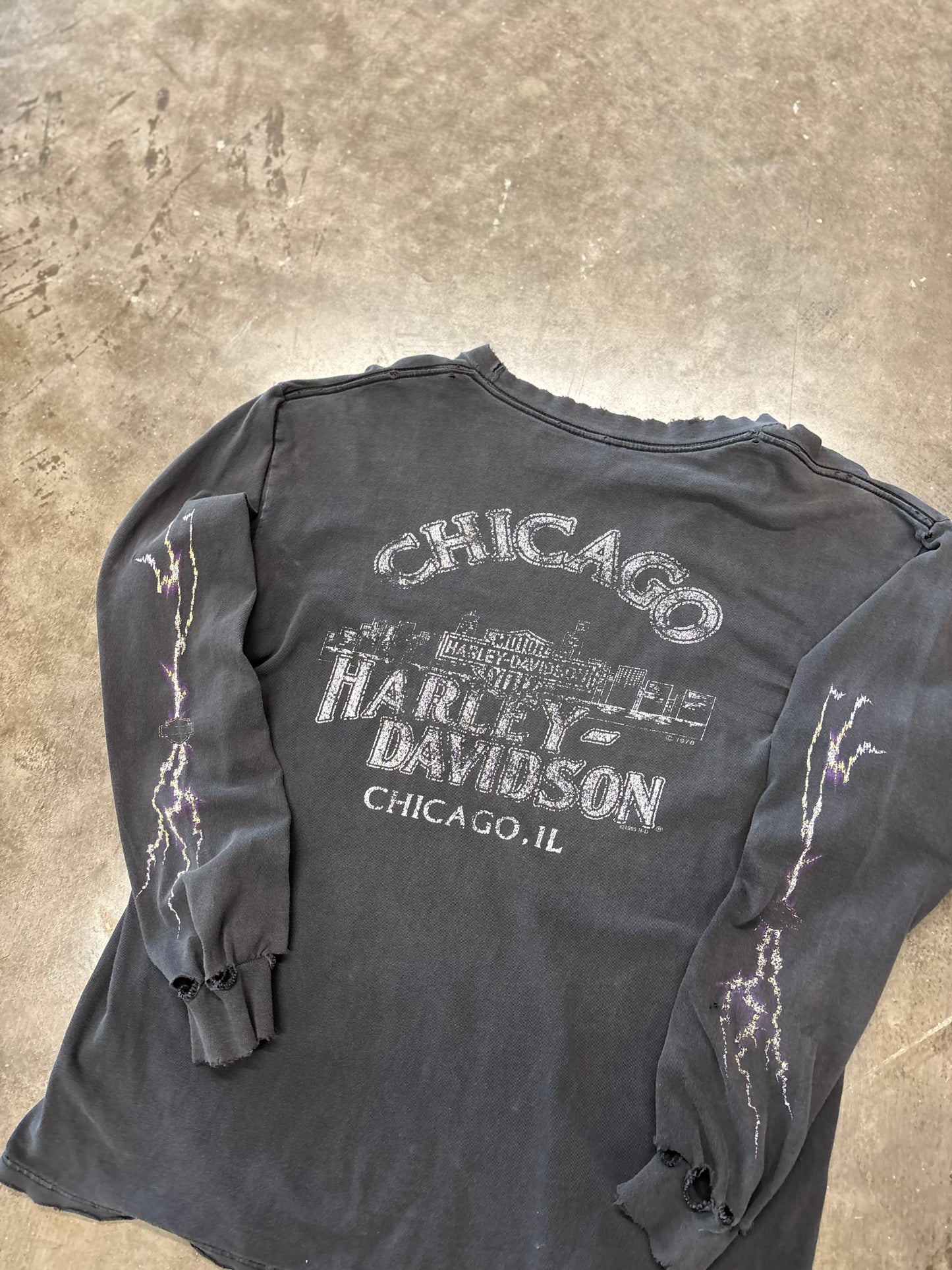 Vintage Harley Davidson Thrashed Purple Eagle Lightning shirt size large
