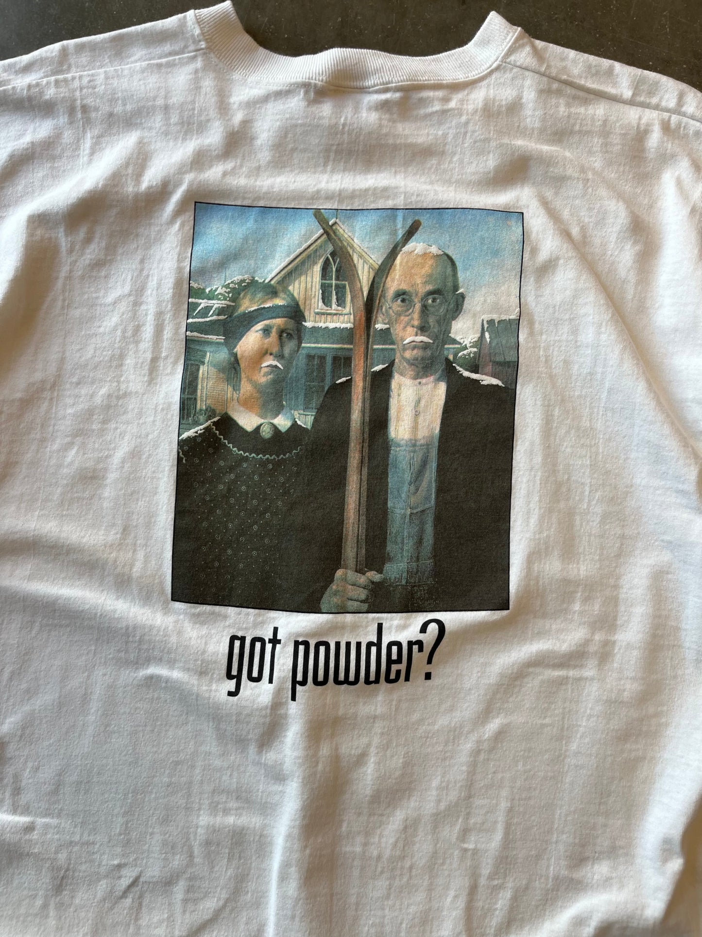 Vintage American Gothic skiing shirt size large