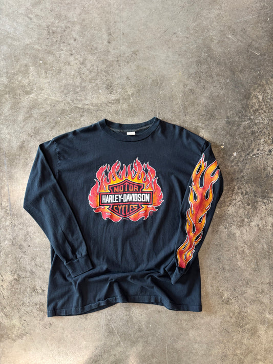 Vintage Harley Davidson 80’s flame ball long sleeve size xxxl fits xxl