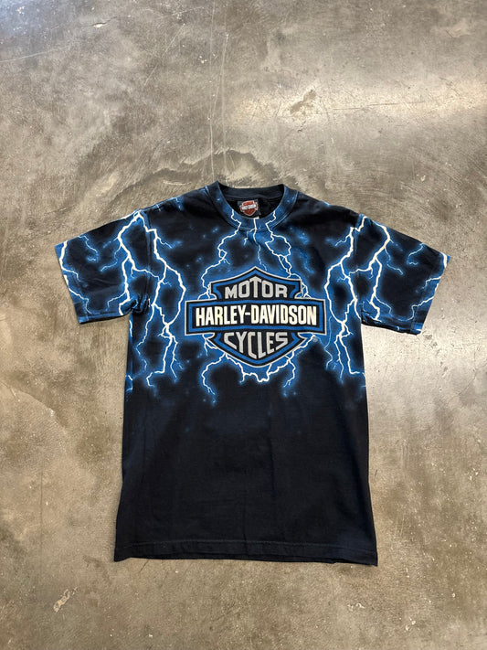 Vintage Harley Davidson blue Lightning shirt size small