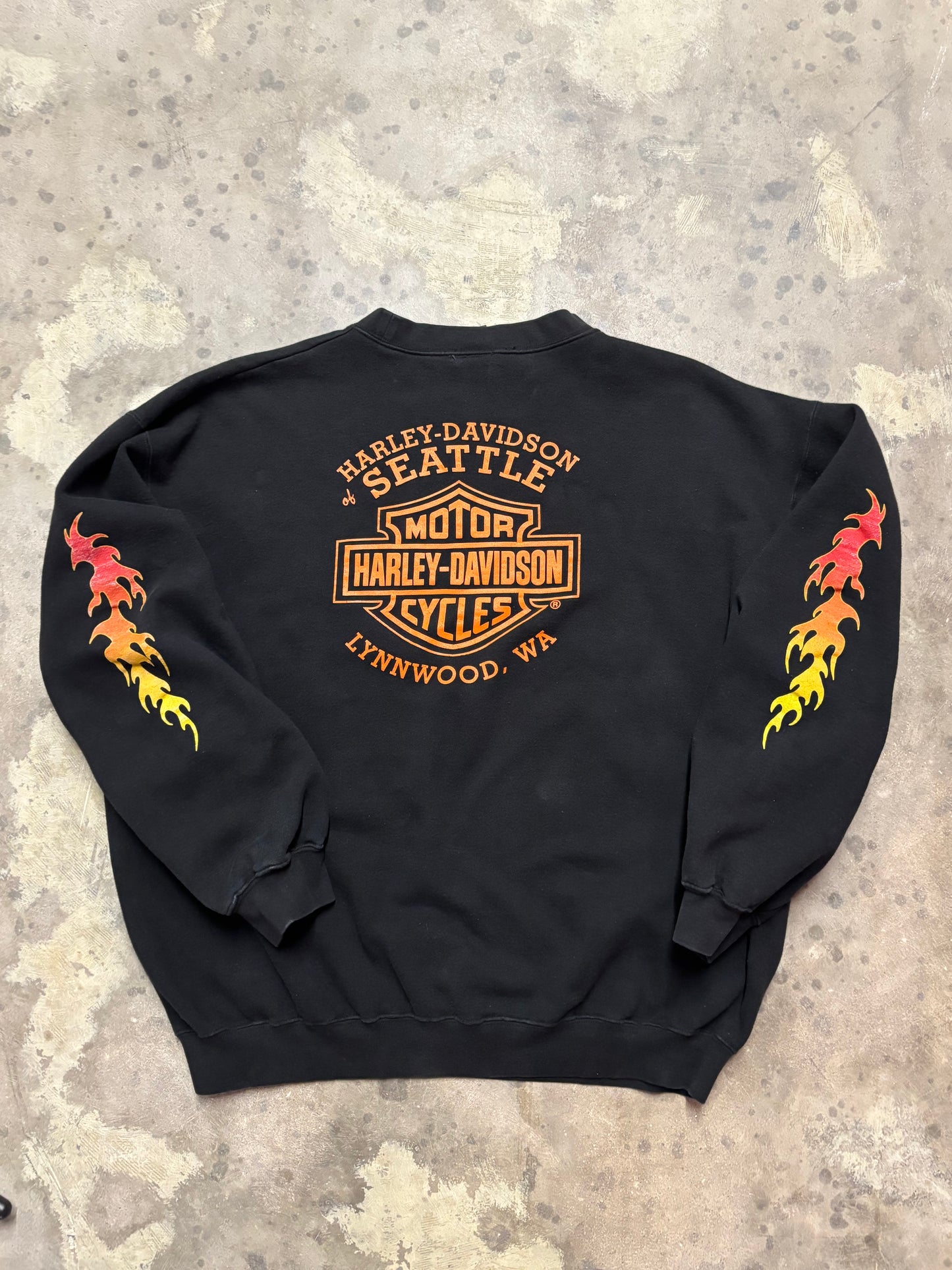 Vintage Harley Davidson Flame Burst Sweatshirt Size XXL