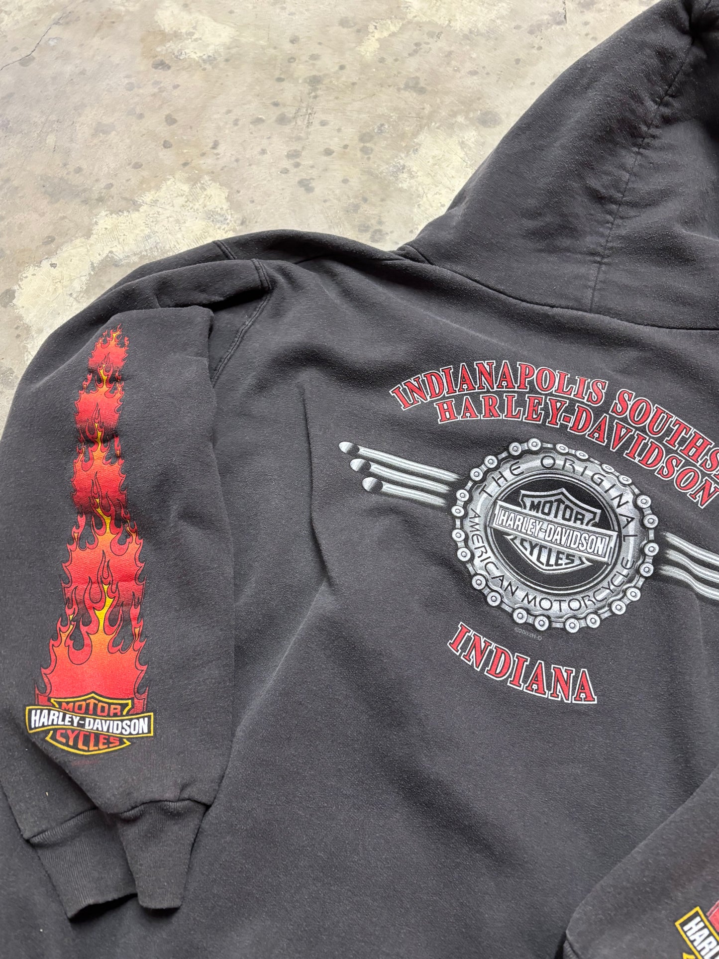 Vintage Harley Davidson flame zip up hoodie size xl
