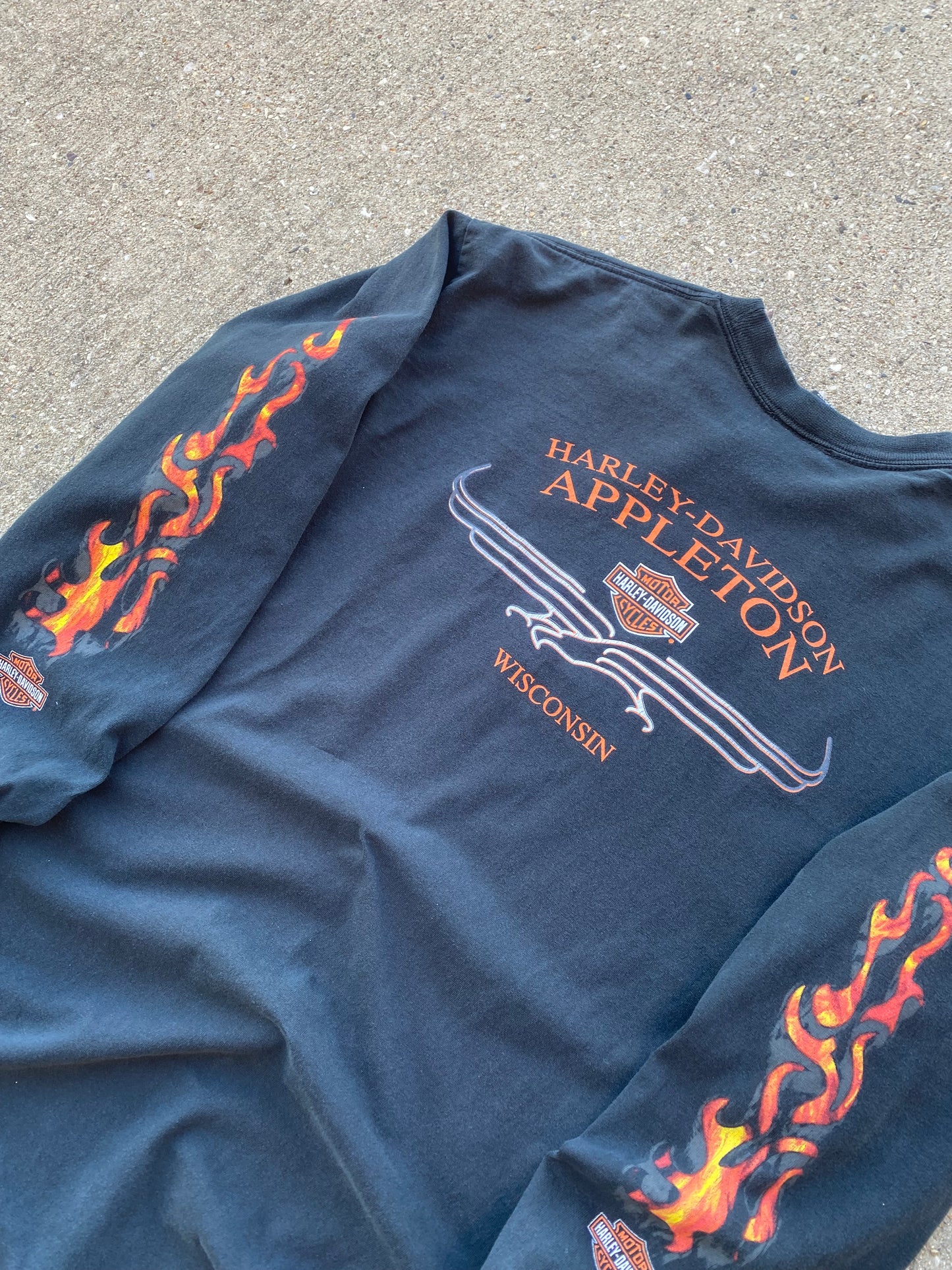 Vintage Harley Davidson Flaming Text long sleeve size extra large shirt
