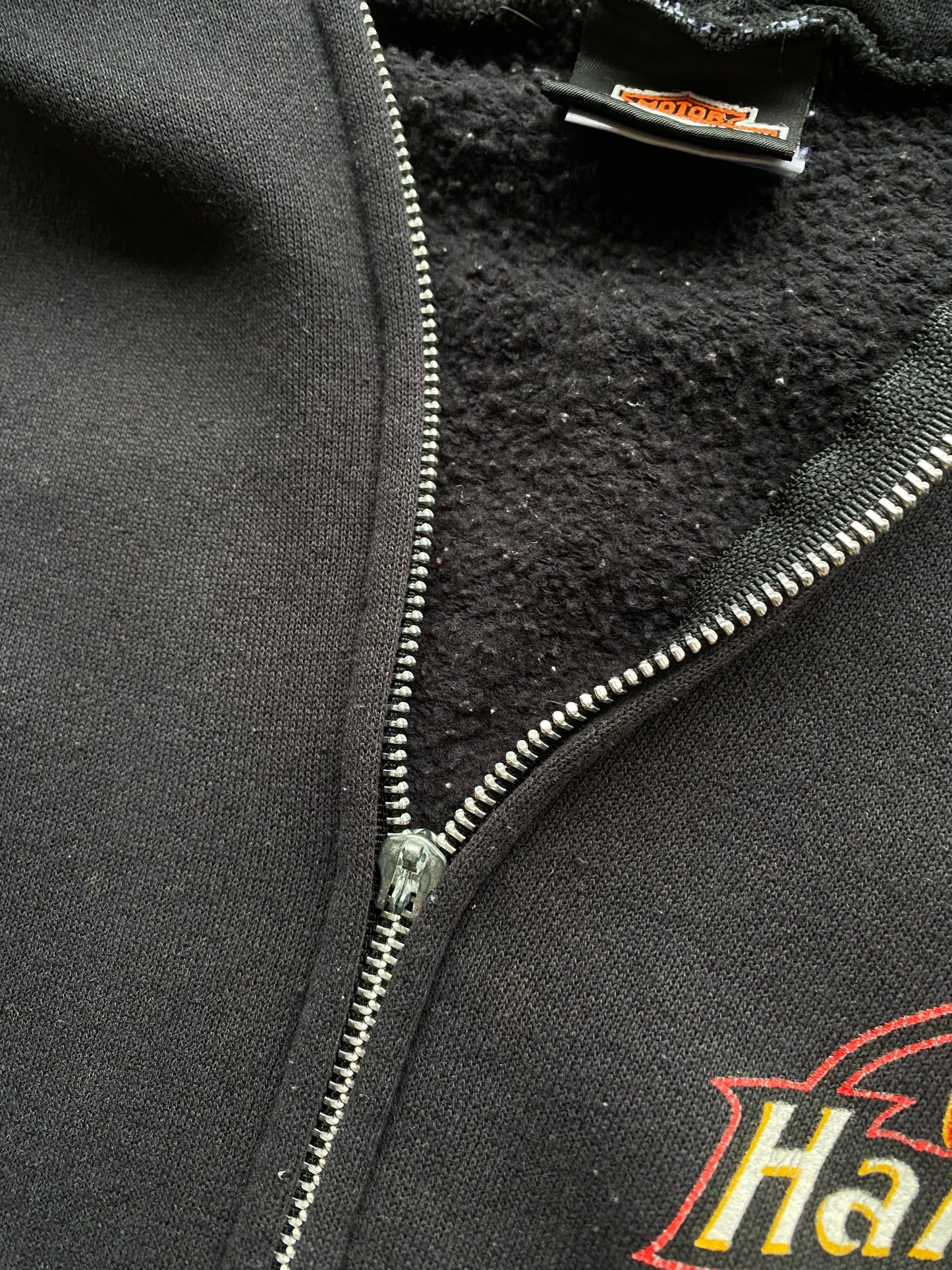 Vintage Harley Davidson Flame logo zip up hoodie size large (read description)