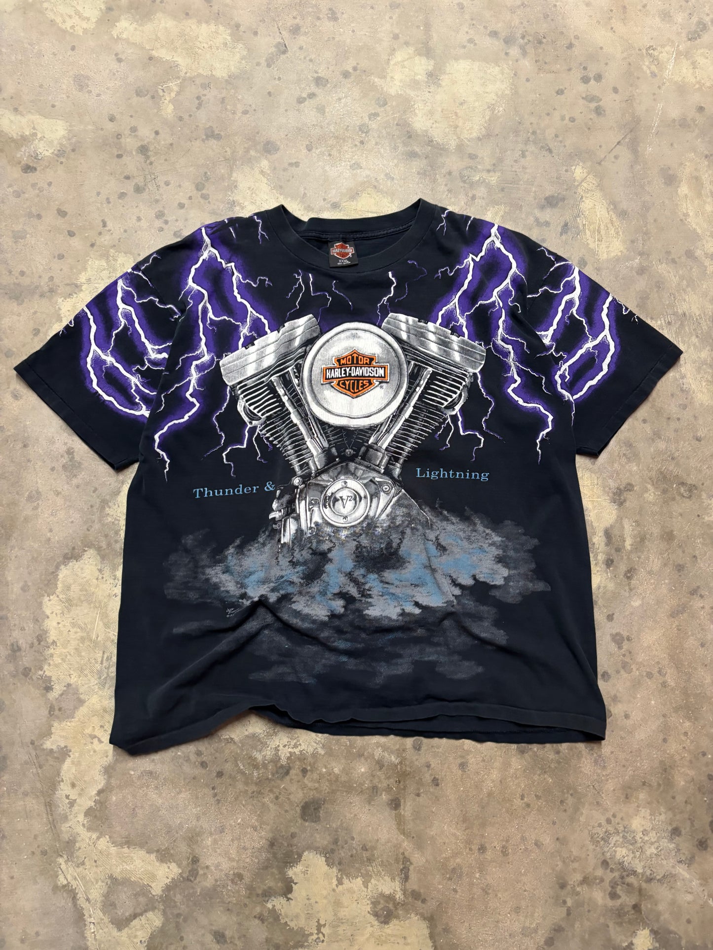 Vintage Harley Davidson AOP lightning shirt size XXXL