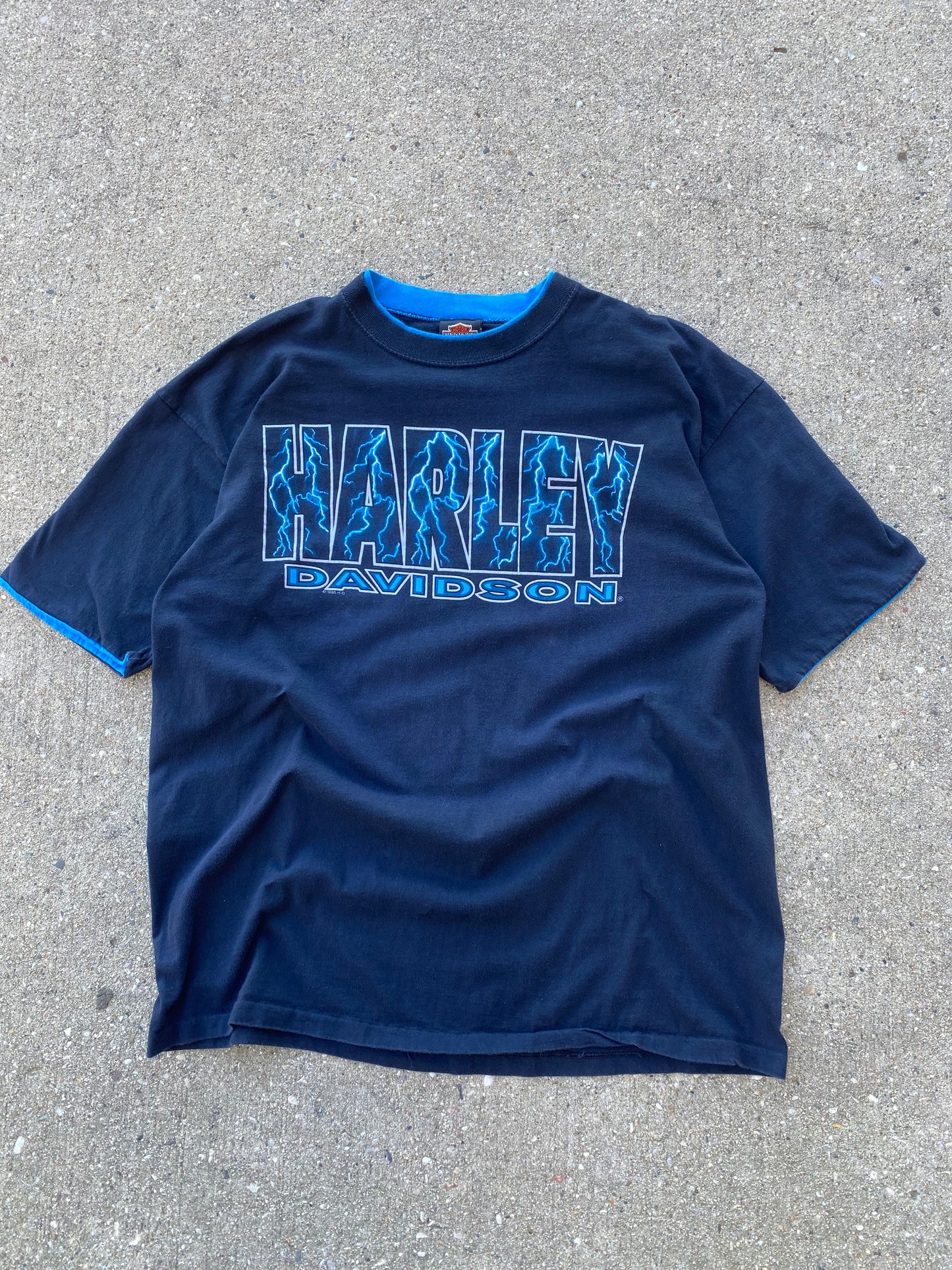 Vintage Harley Davidson Blue lightning shirt size xxl