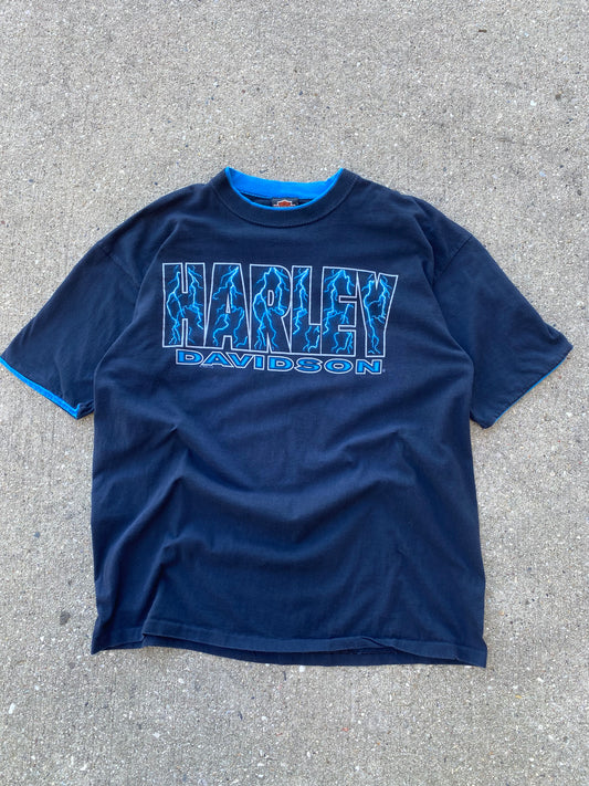 Vintage Harley Davidson Blue lightning shirt size xxl