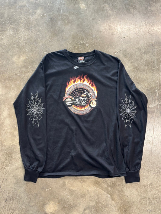 Vintage Harley Davidson budget spiderweb long sleeve size medium
