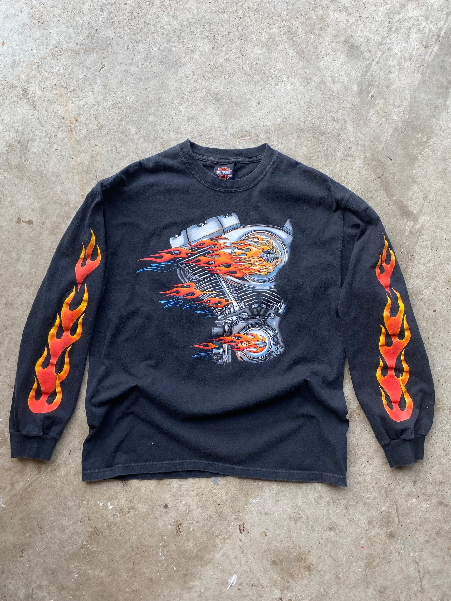 Vintage Harley Davidson Flaming Shovelhead long sleeve shirt size large