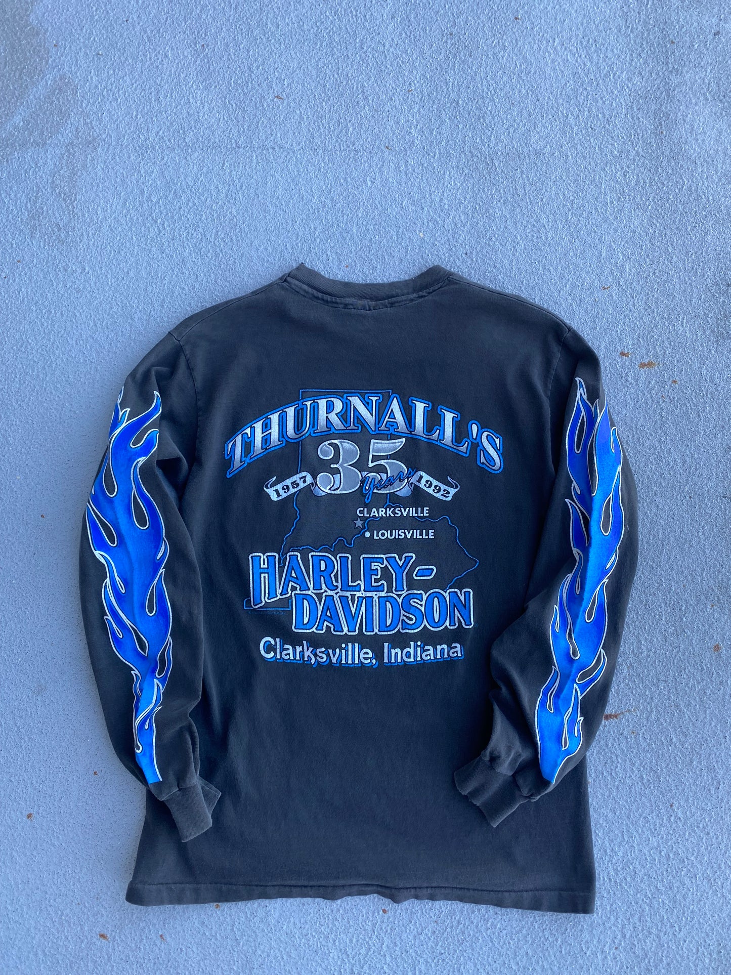Vintage Harley Davidson Blue Flame shirt size small long sleeve