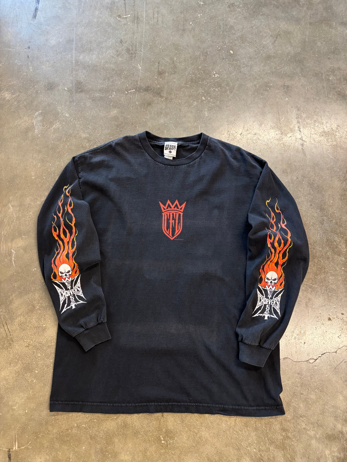 Vintage WCC skull flame long sleeve size extra large
