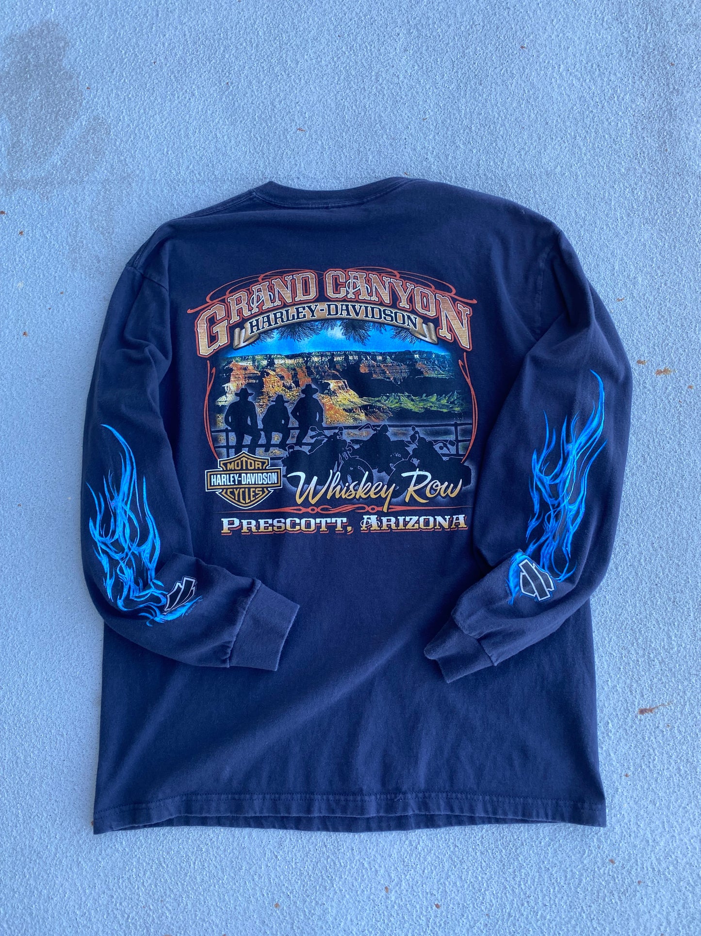 Harley blue flame long sleeve size large