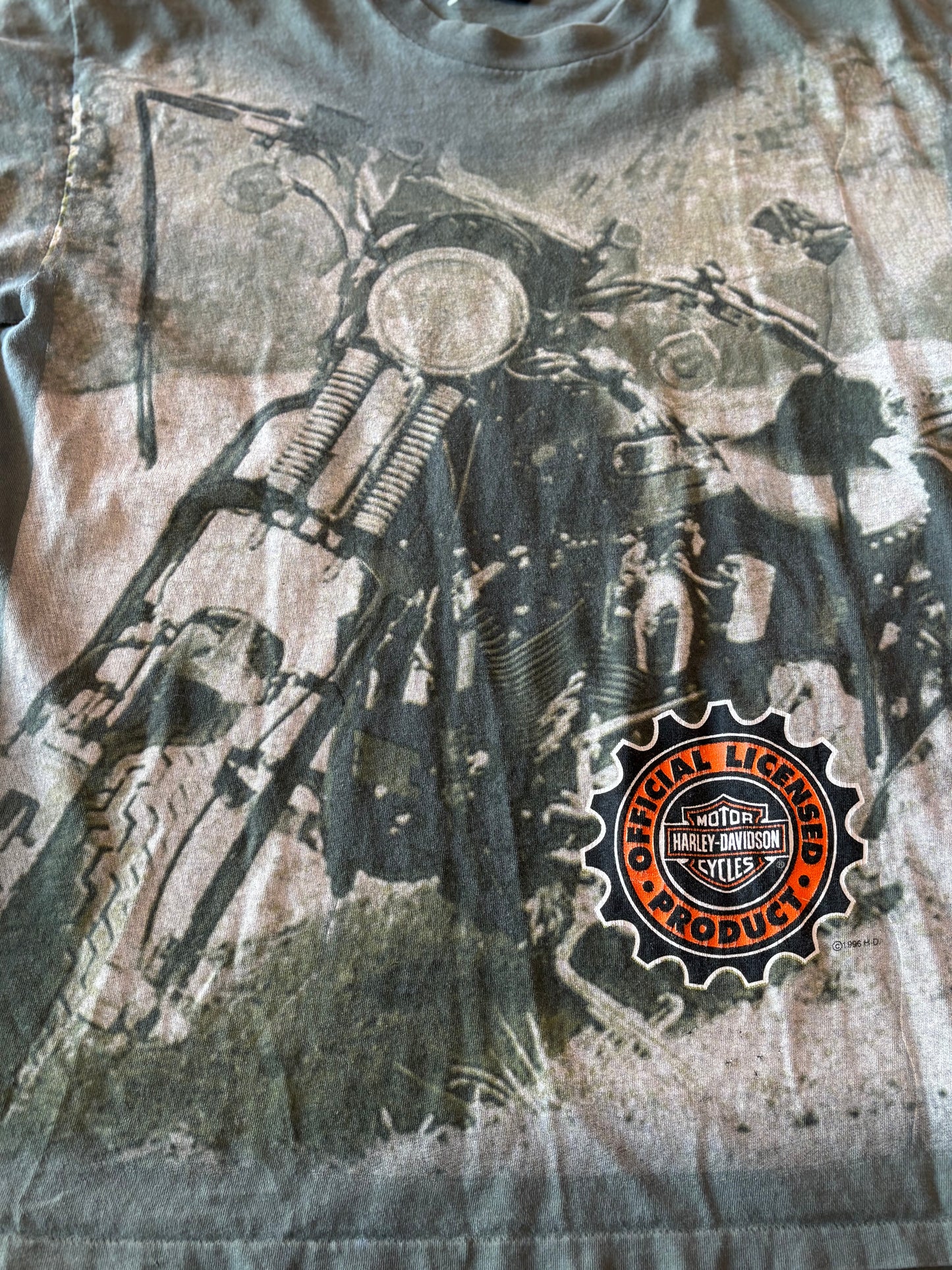 Vintage Harley Davidson green AOP shirt size large