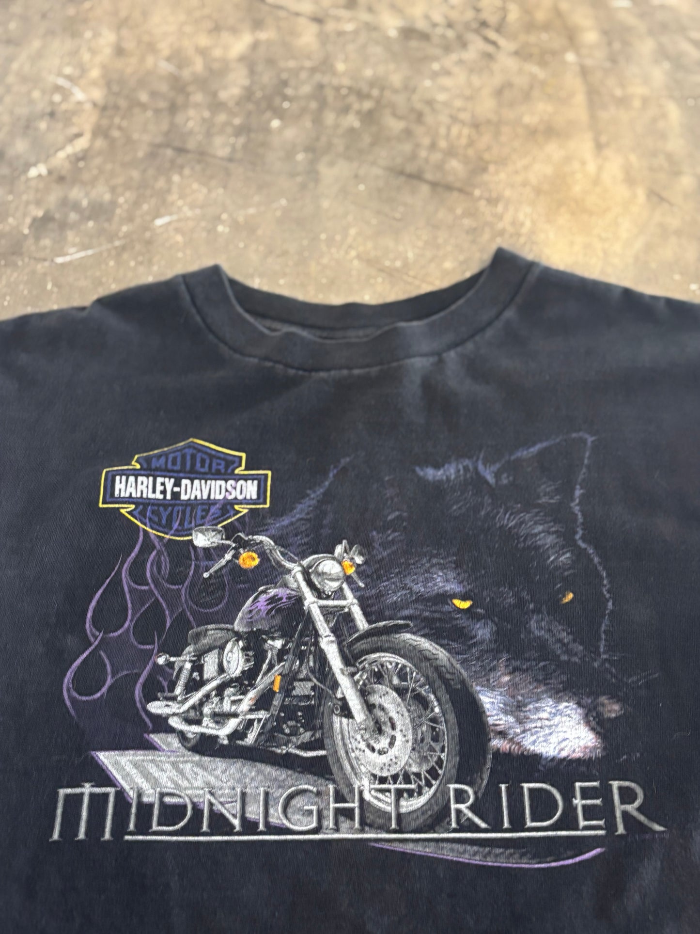 Vintage Harley Davidson midnight rider purple flame shirt size xl