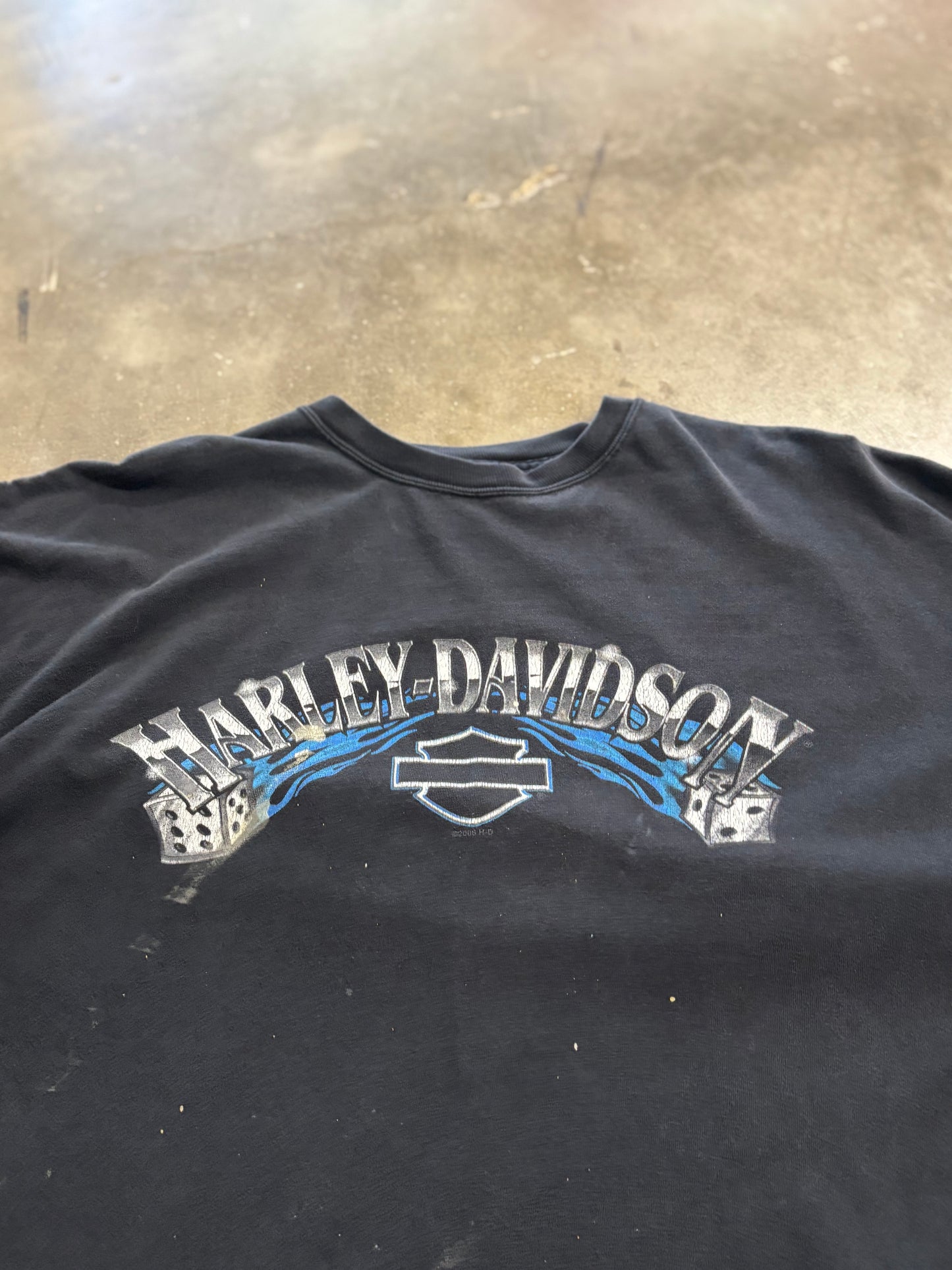 Vintage Harley Davidson Bleach Splattered Dice long sleeve size xxxl