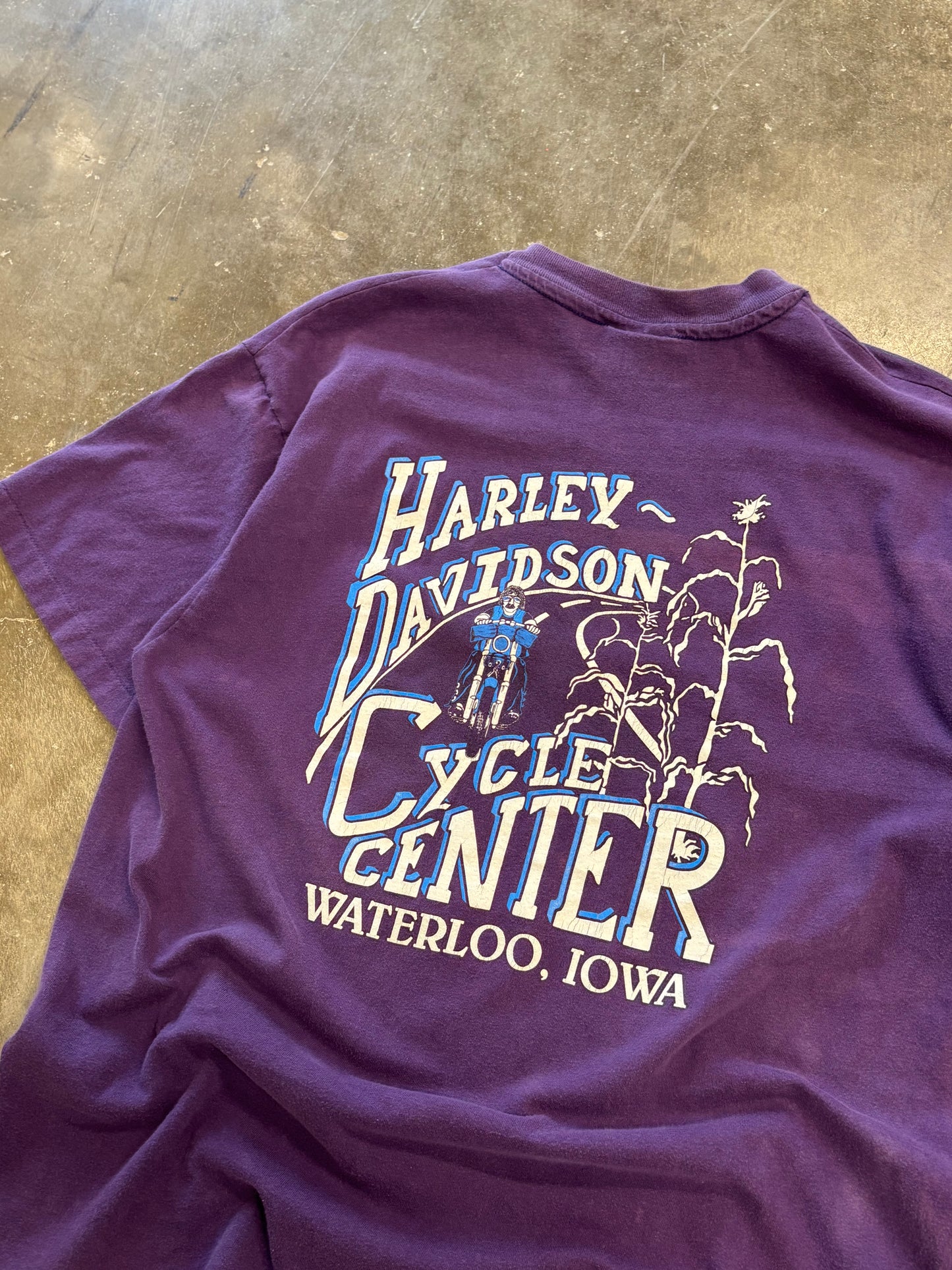 Vintage Harley Davidson blue flame shirt size large