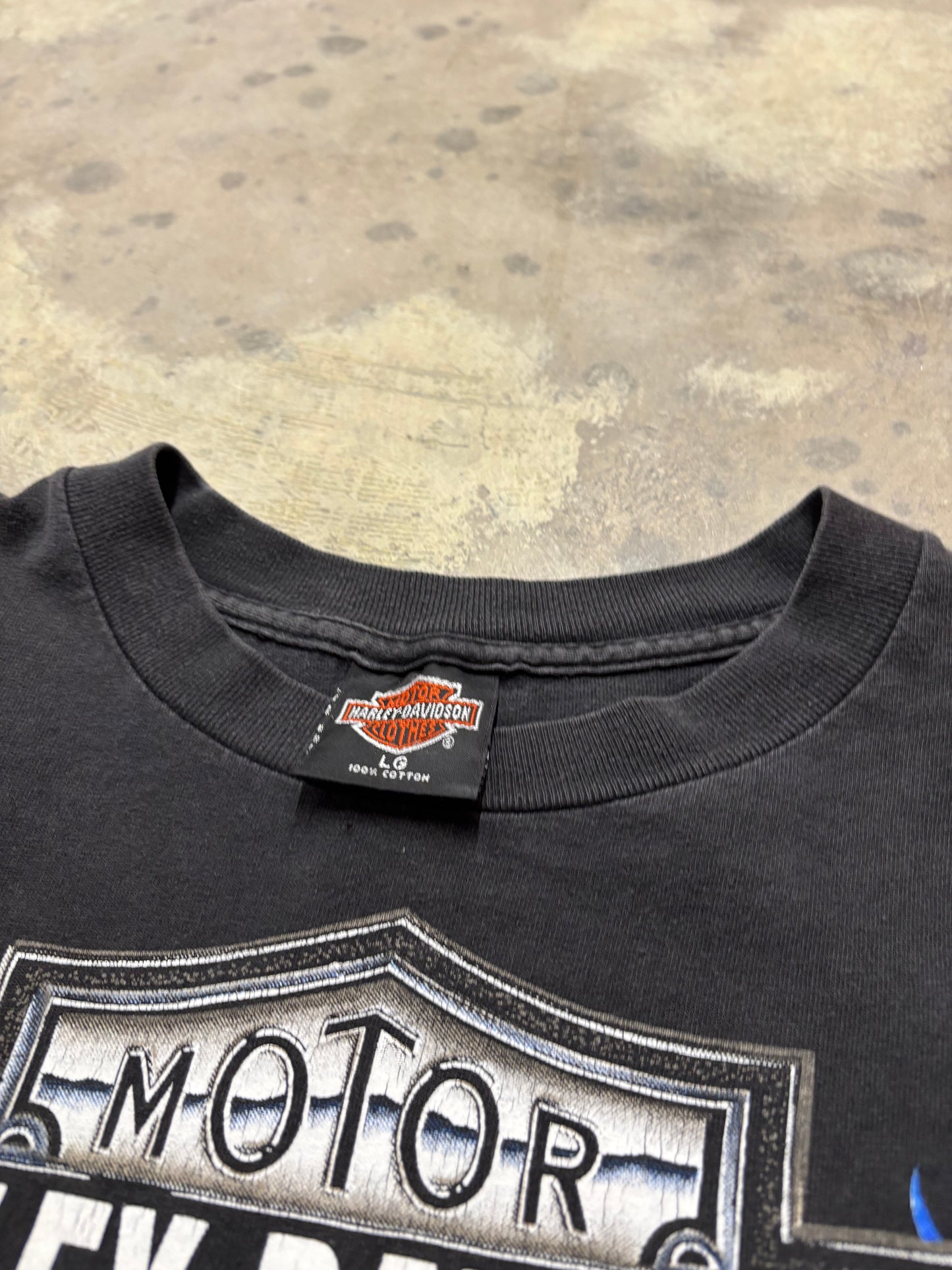 Vintage Harley Davidson Blue V Flame long sleeve shirt size large