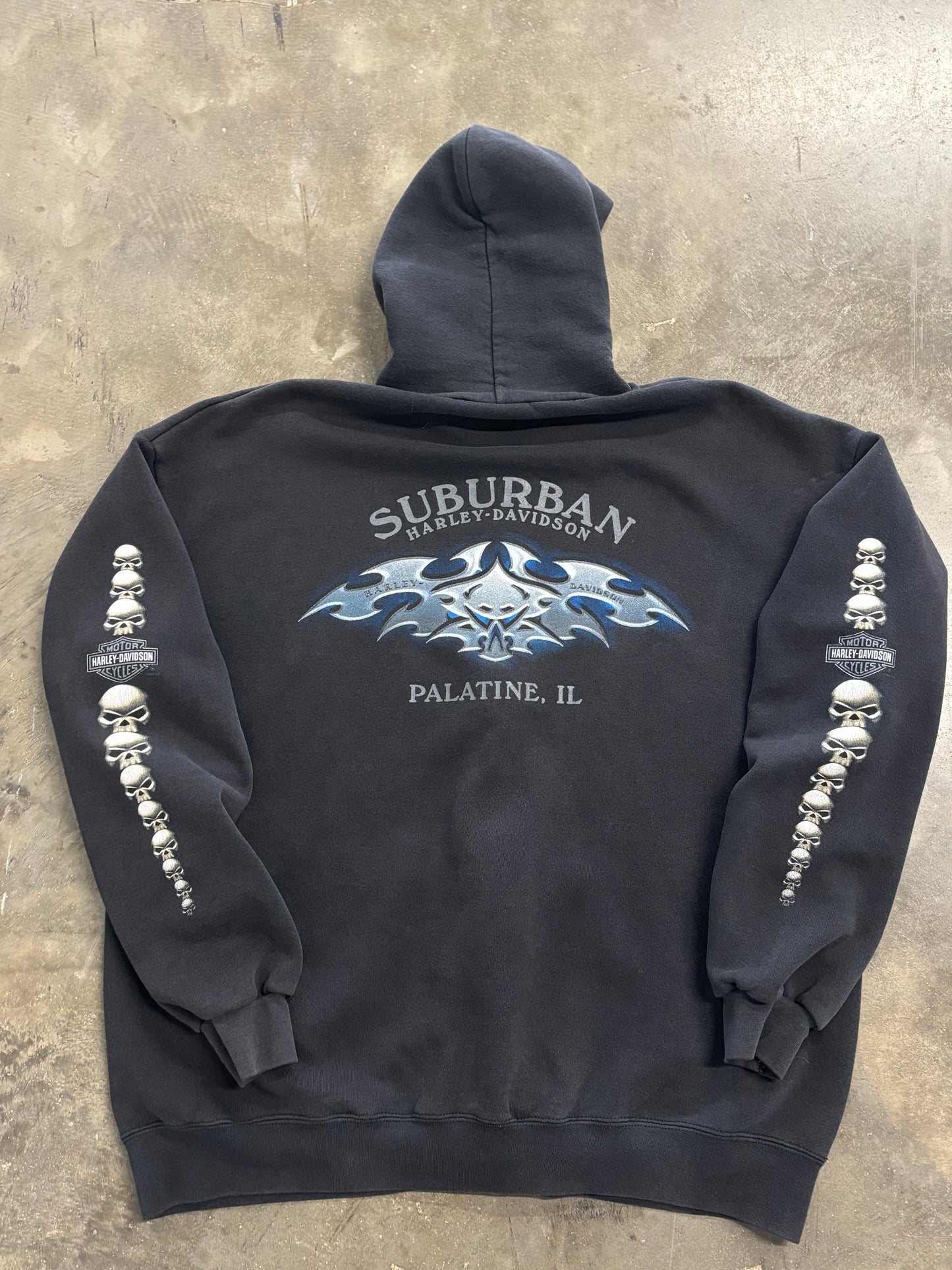 Vintage Harley Davidson skull zip up size xl