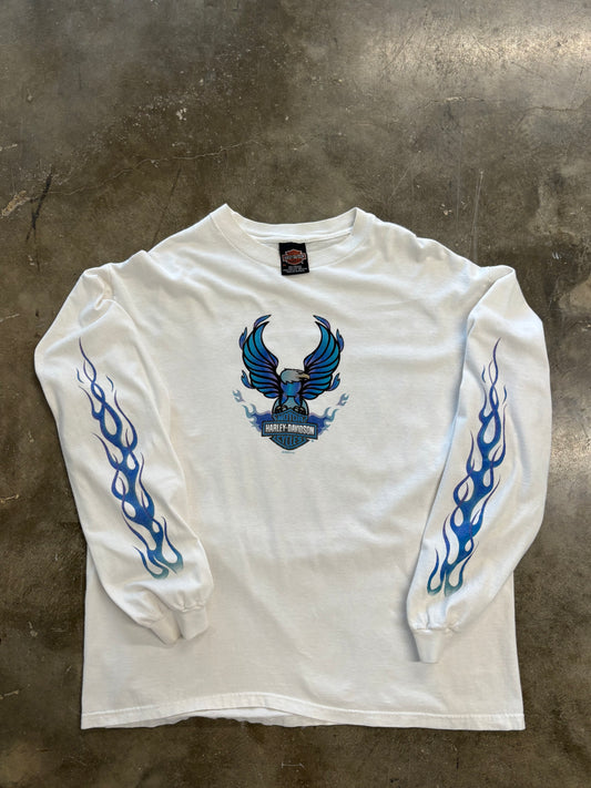 Vintage Harley Davidson Blue flame eagle size xl