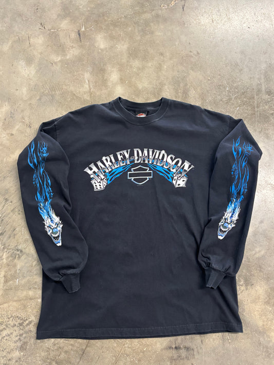 Vintage Harley Davidson Dice Long sleeve Lightning back hit size xl