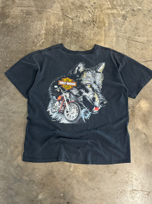 Vintage Harley Davidson Fun Wear Wolf shirt size XL