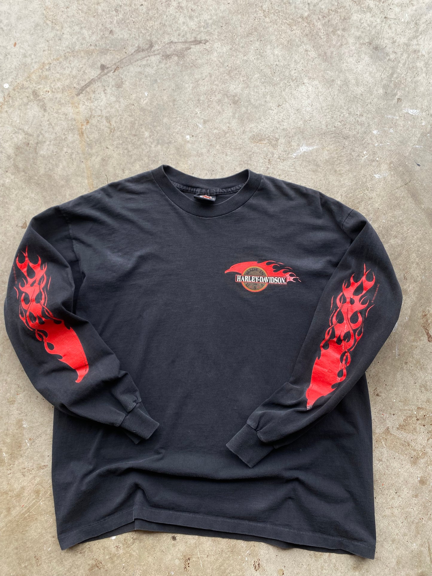 Vintage early 90’s Red Flame Harley Davidson shirt size large