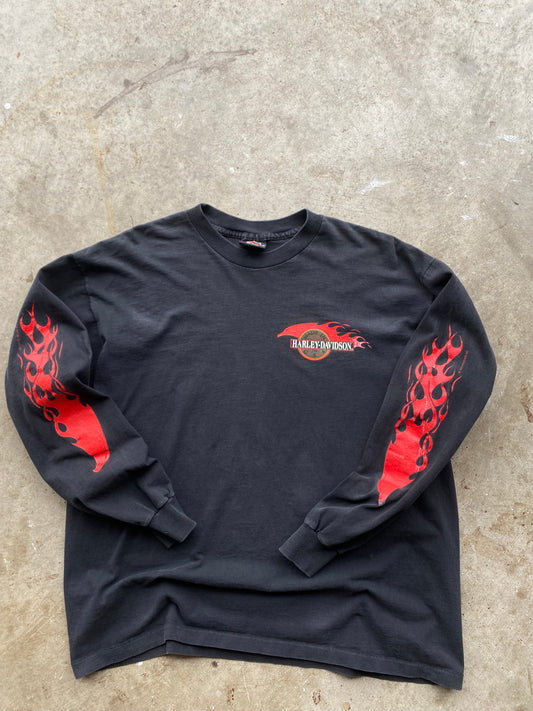 Vintage early 90’s Red Flame Harley Davidson shirt size large