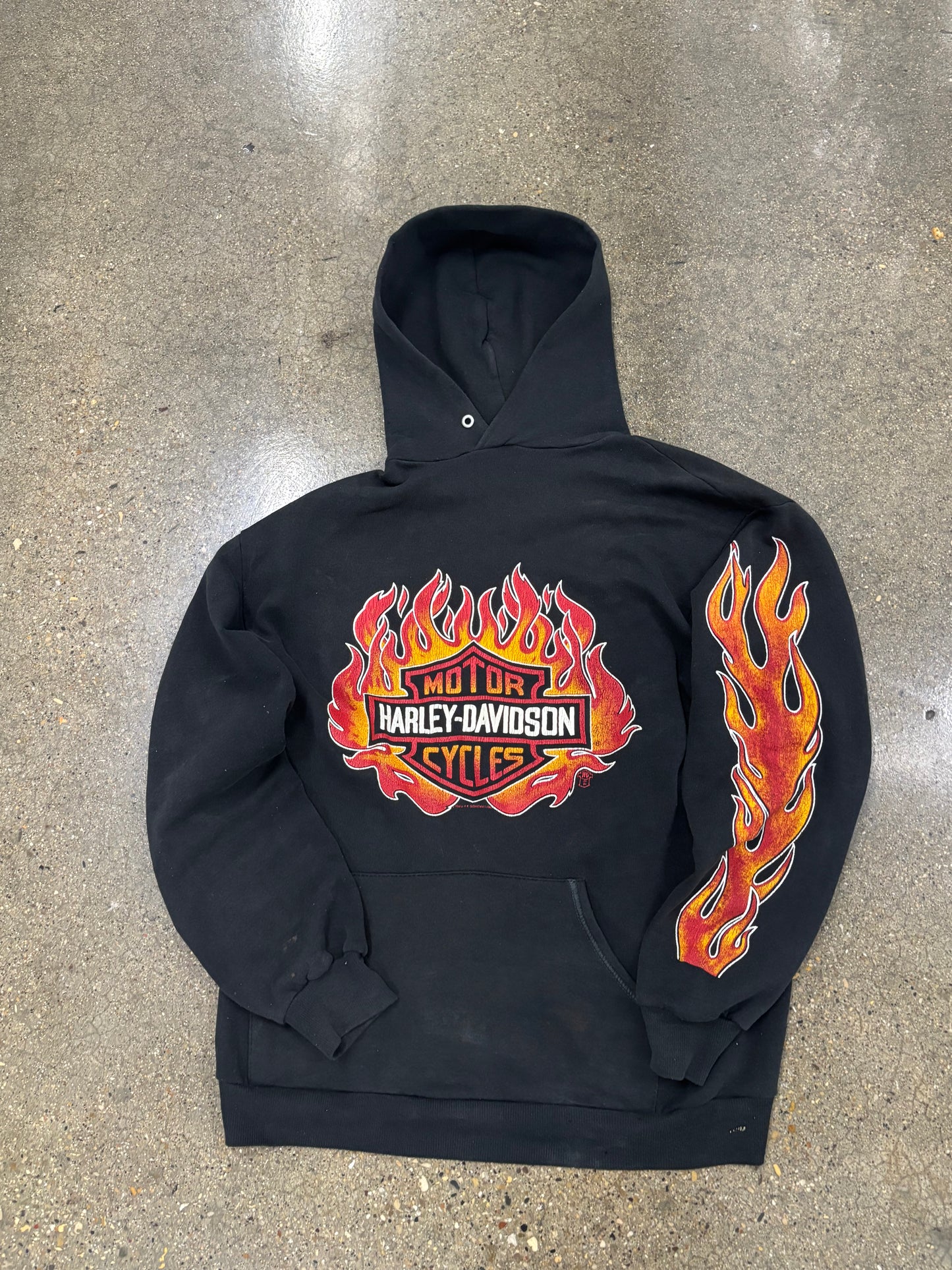 Vintage Harley Davidson 80’s Flame Ball Hoodie size Large