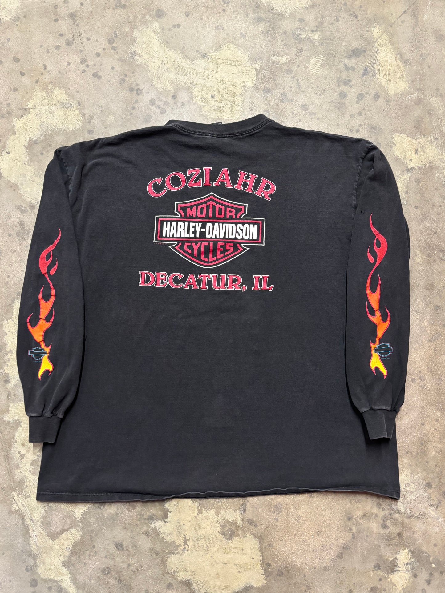 Vintage Harley Davidson Big Rey yellow flame long sleeve shirt size XXXL