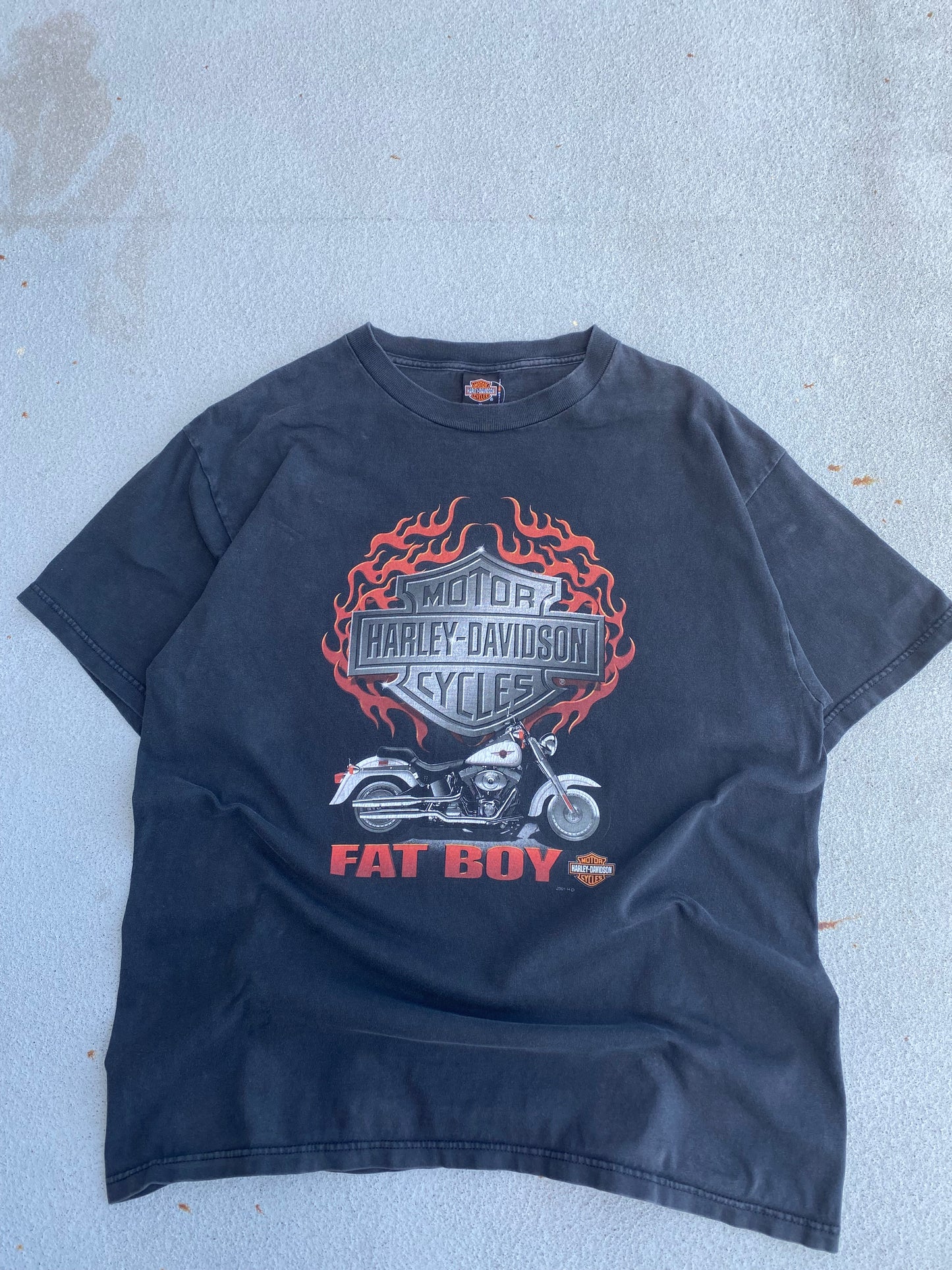 Vintage Harley Davidson Fat boy chrome flame shirt size xl