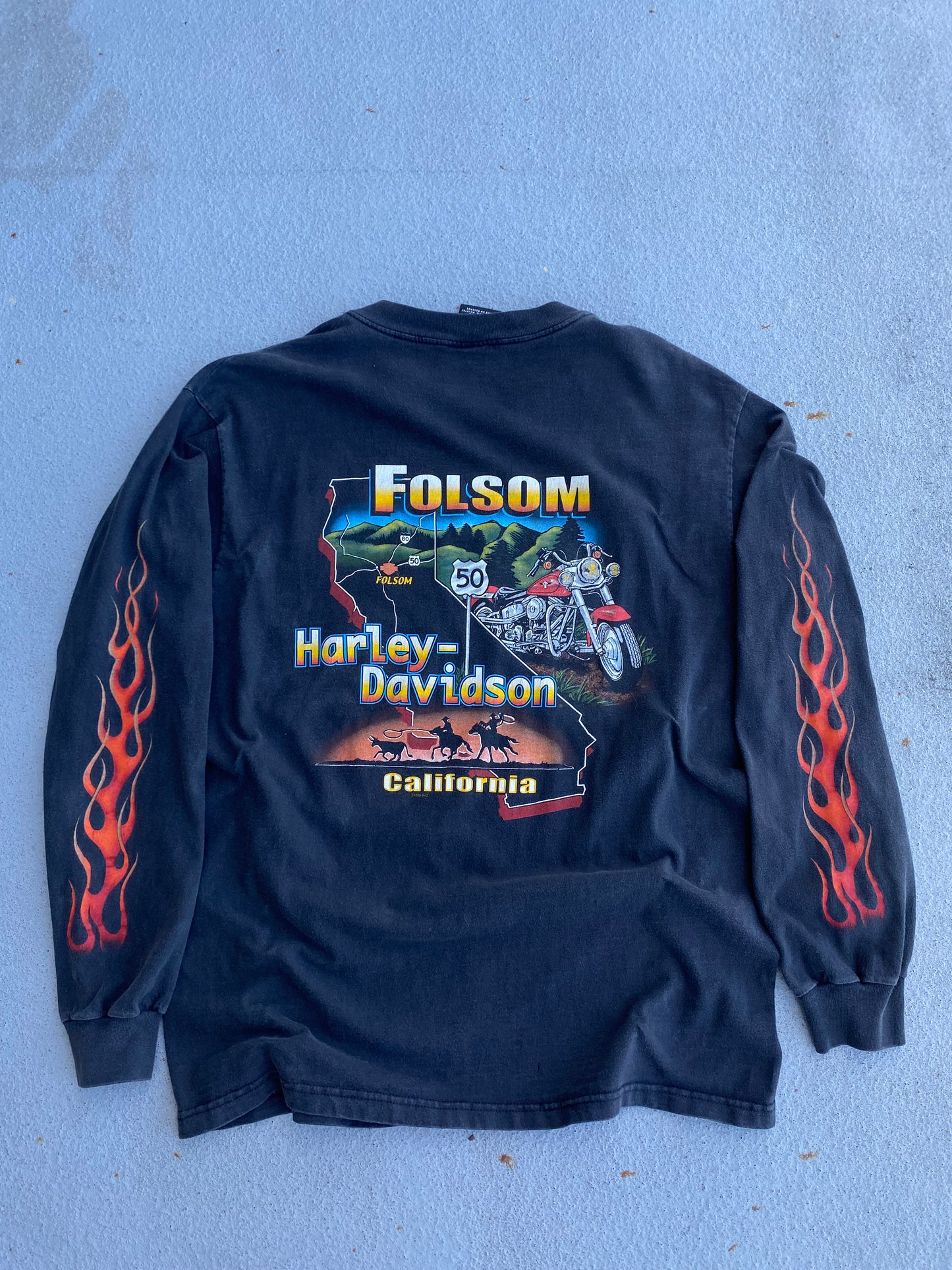 Vintage Harley Davidson Rising Flame Long sleeve Size large