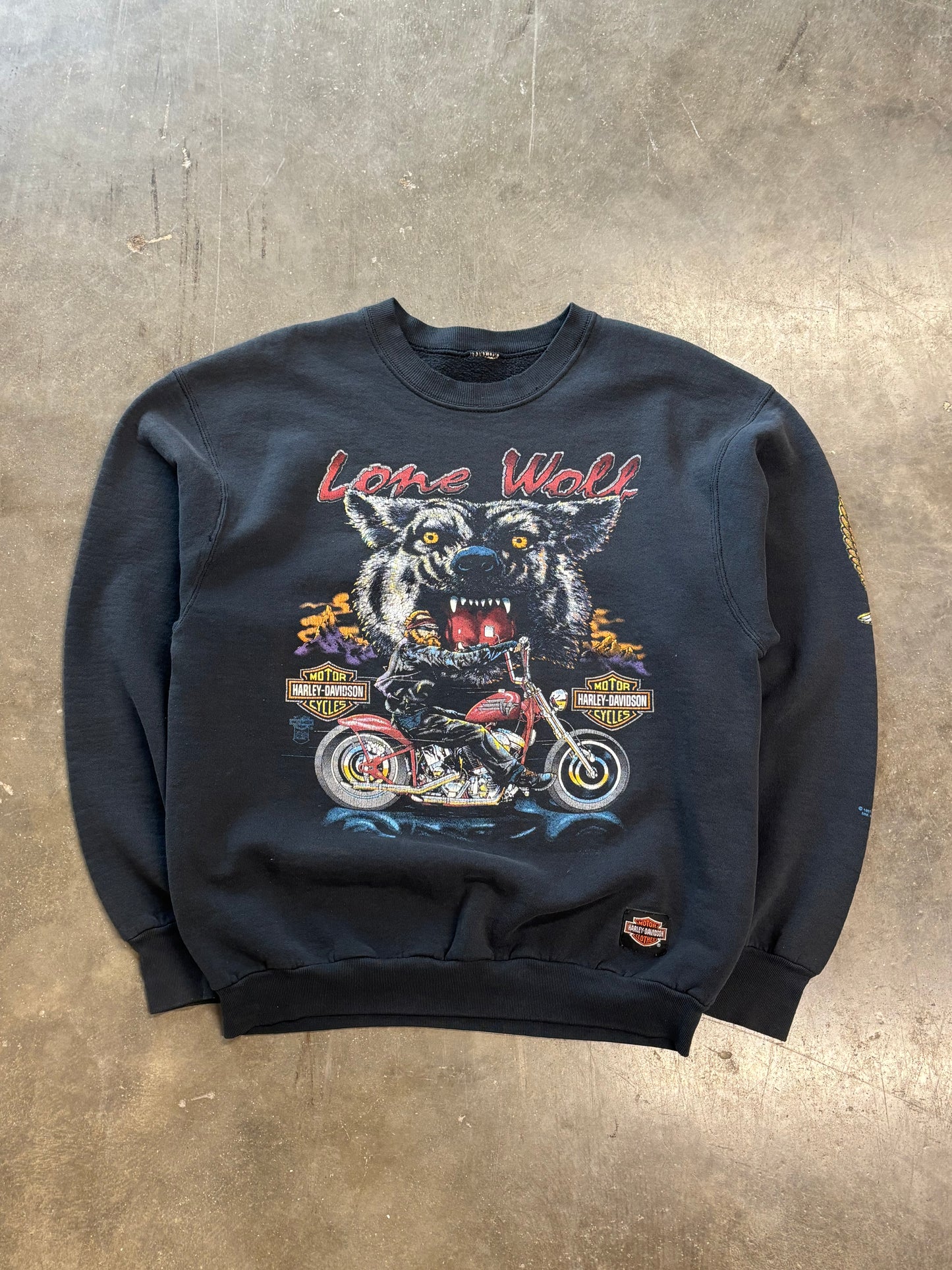 Vintage Harley Davidson lone wolf hoodie size large
