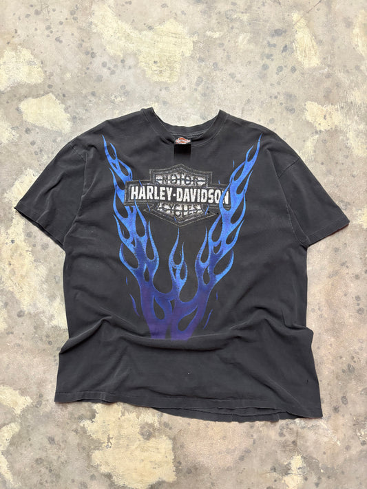 Vintage Harley Davidson Blue Flame V Twin shirt size XL