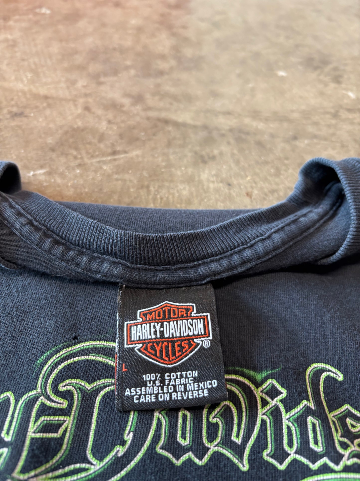 Vintage Harley Davidson Green flame long sleeve size large