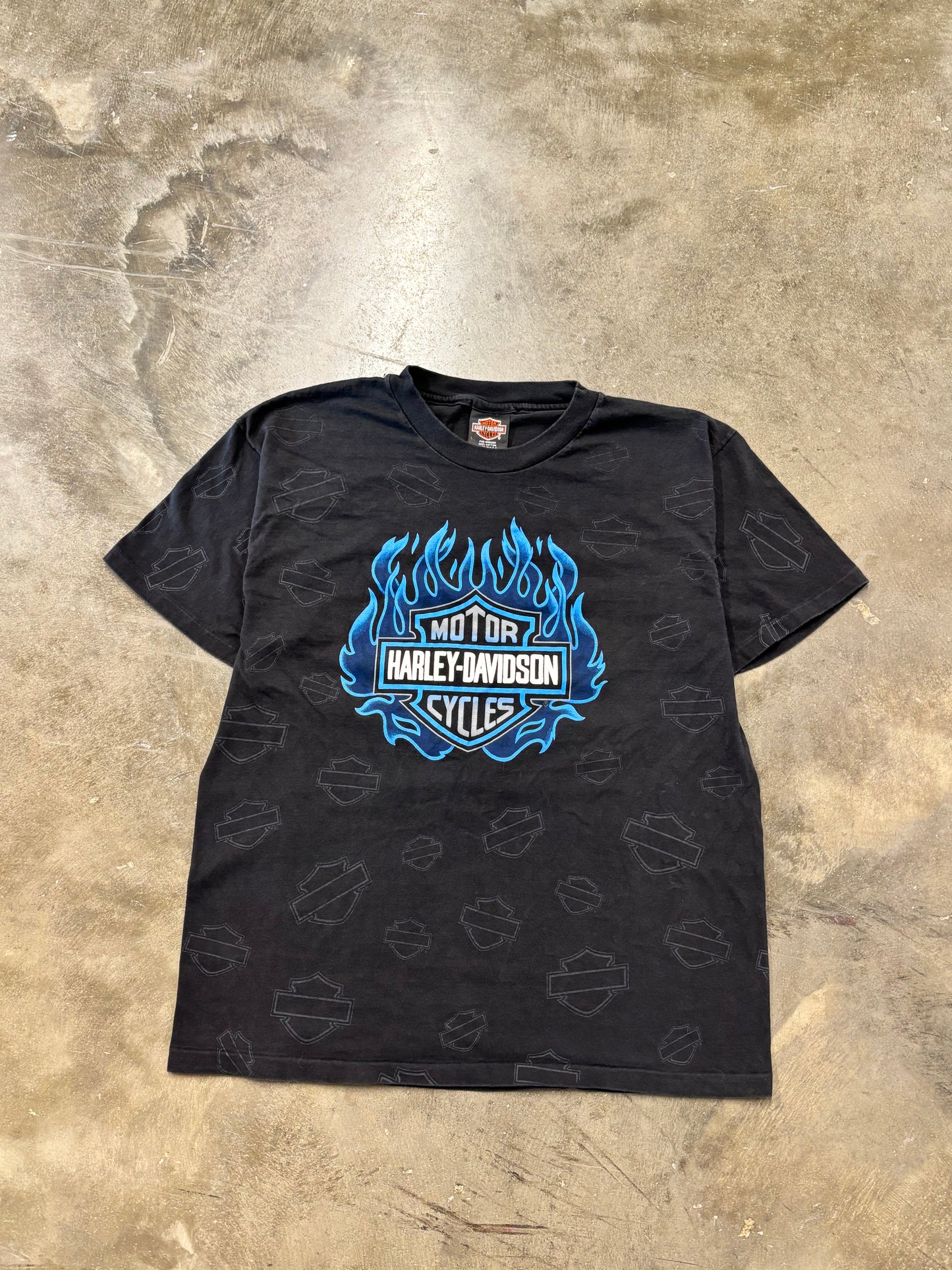 Vintage Harley Davidson Blue Flame Ball size large shirt