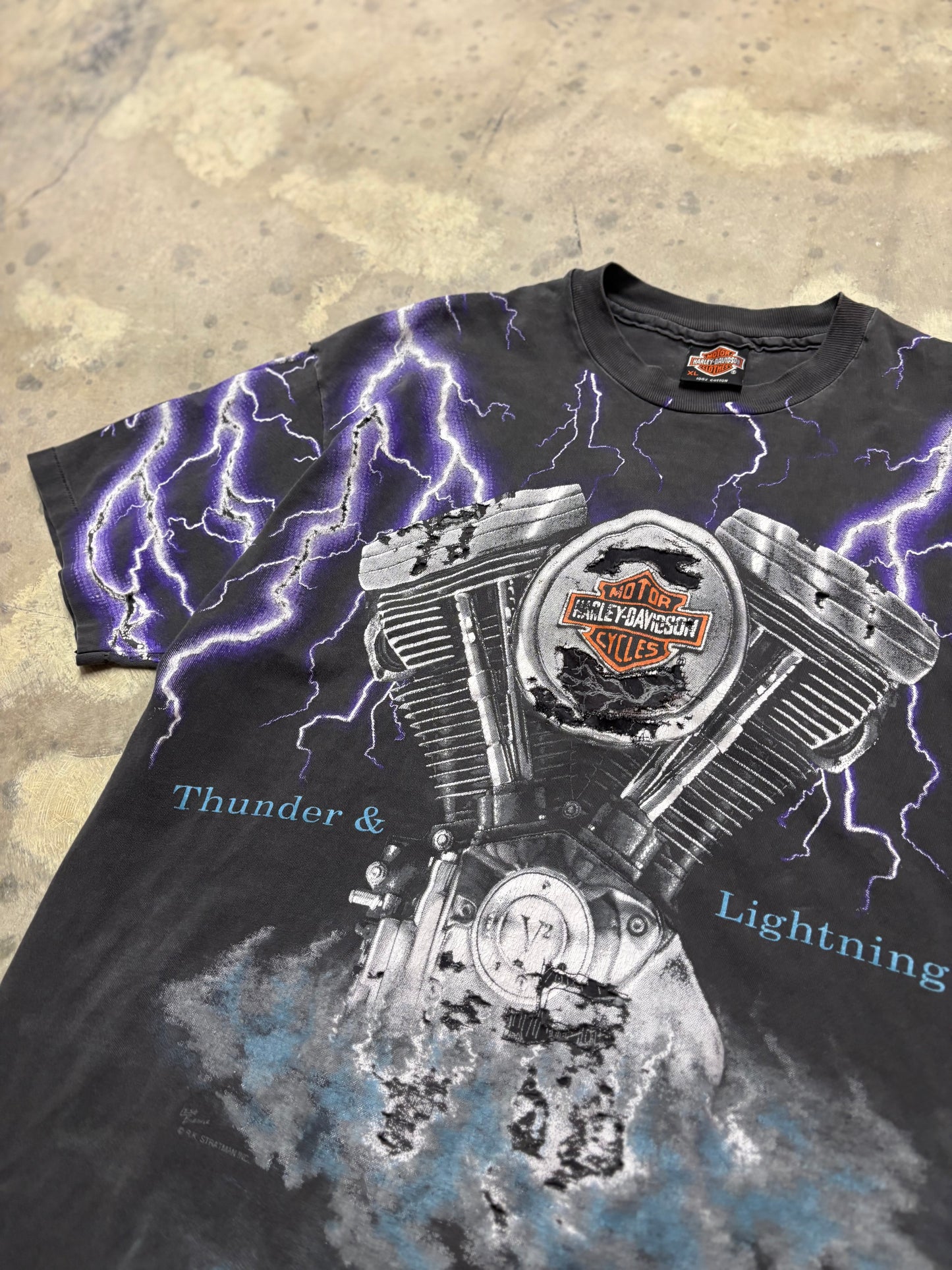Vintage Harley Davidson purple lightening AOP shirt size XL