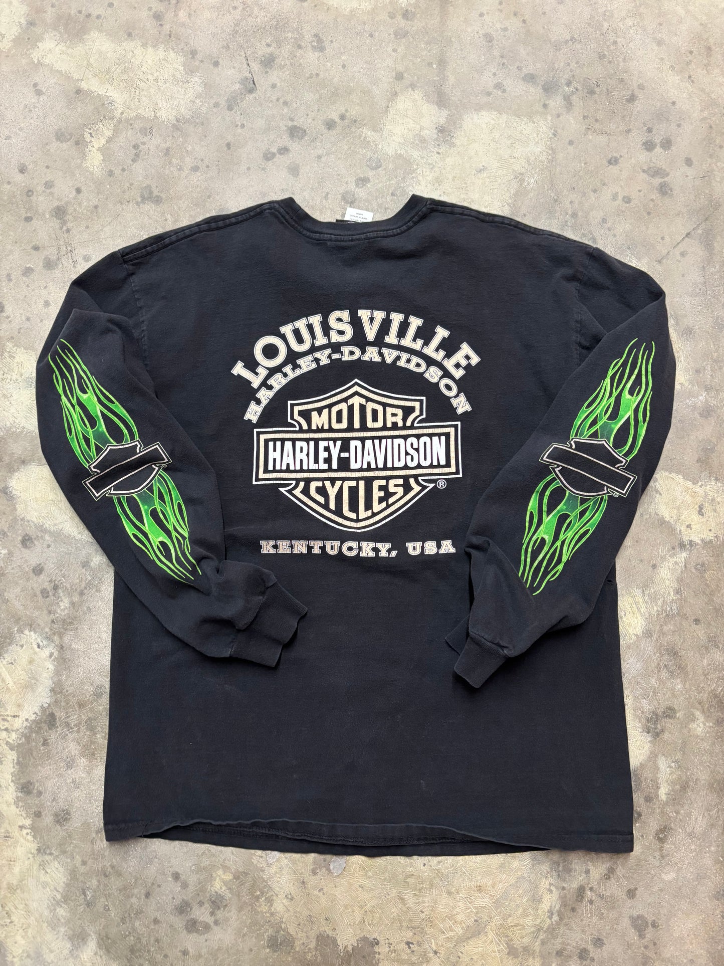 Harley Davidson Vintage green flame shirt size large