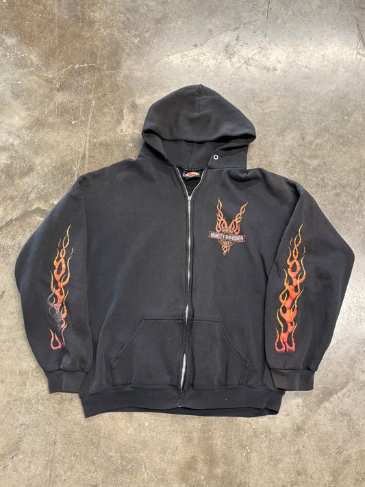 Vintage Harley Flame zip up size 2XL