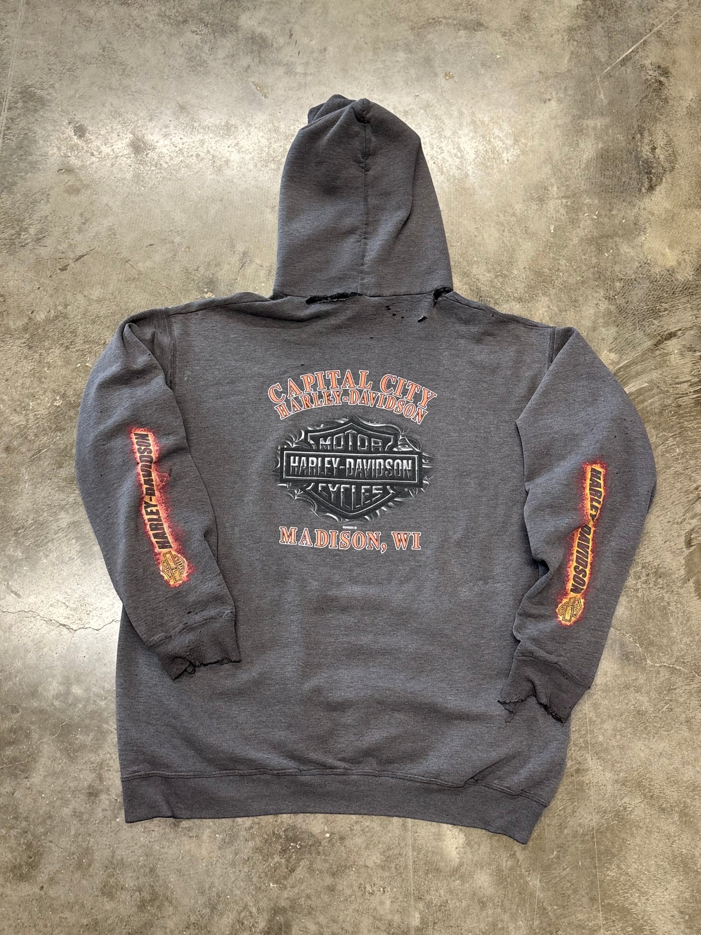 Vintage Smoked out and thrashed Harley Davidson hoodie size XL