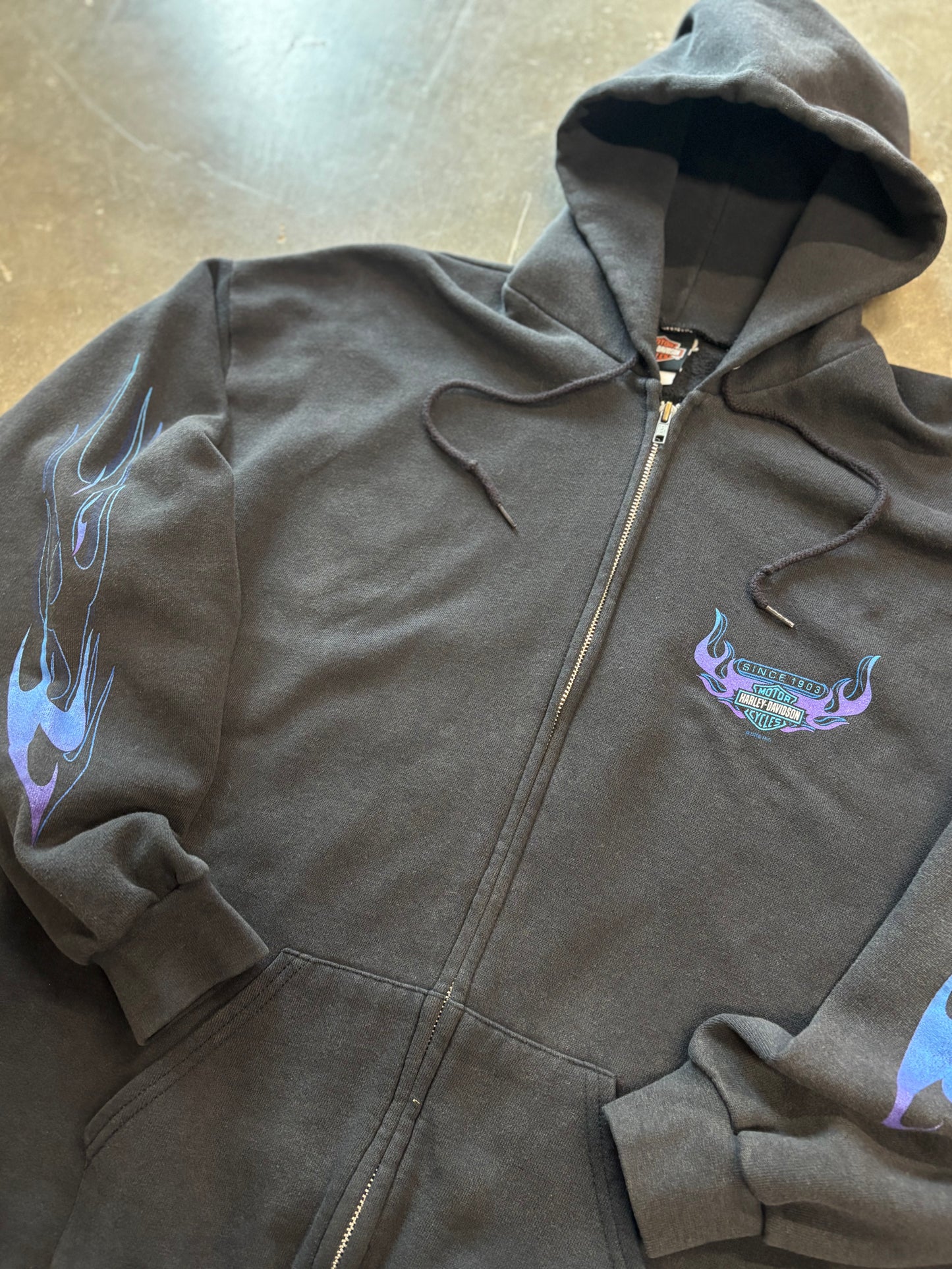 Vintage Harley Davidson Purple Flame zip up size XL