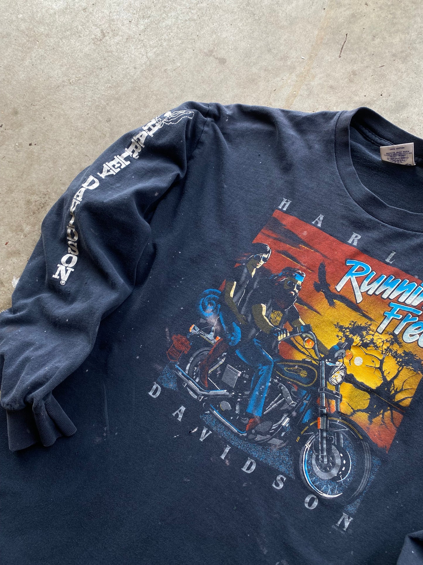 Vintage 80’s Thrashed Harley Davidson Long sleeve size large