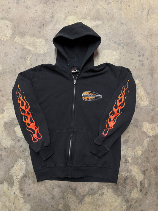 Vintage Harley Davidson flames zip up hoodie size medium