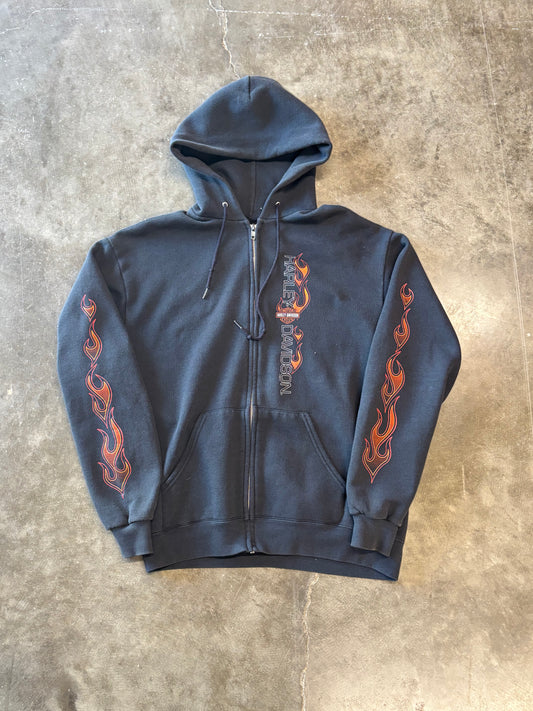 Vintage Harley Flame Zip up hoodie size medium