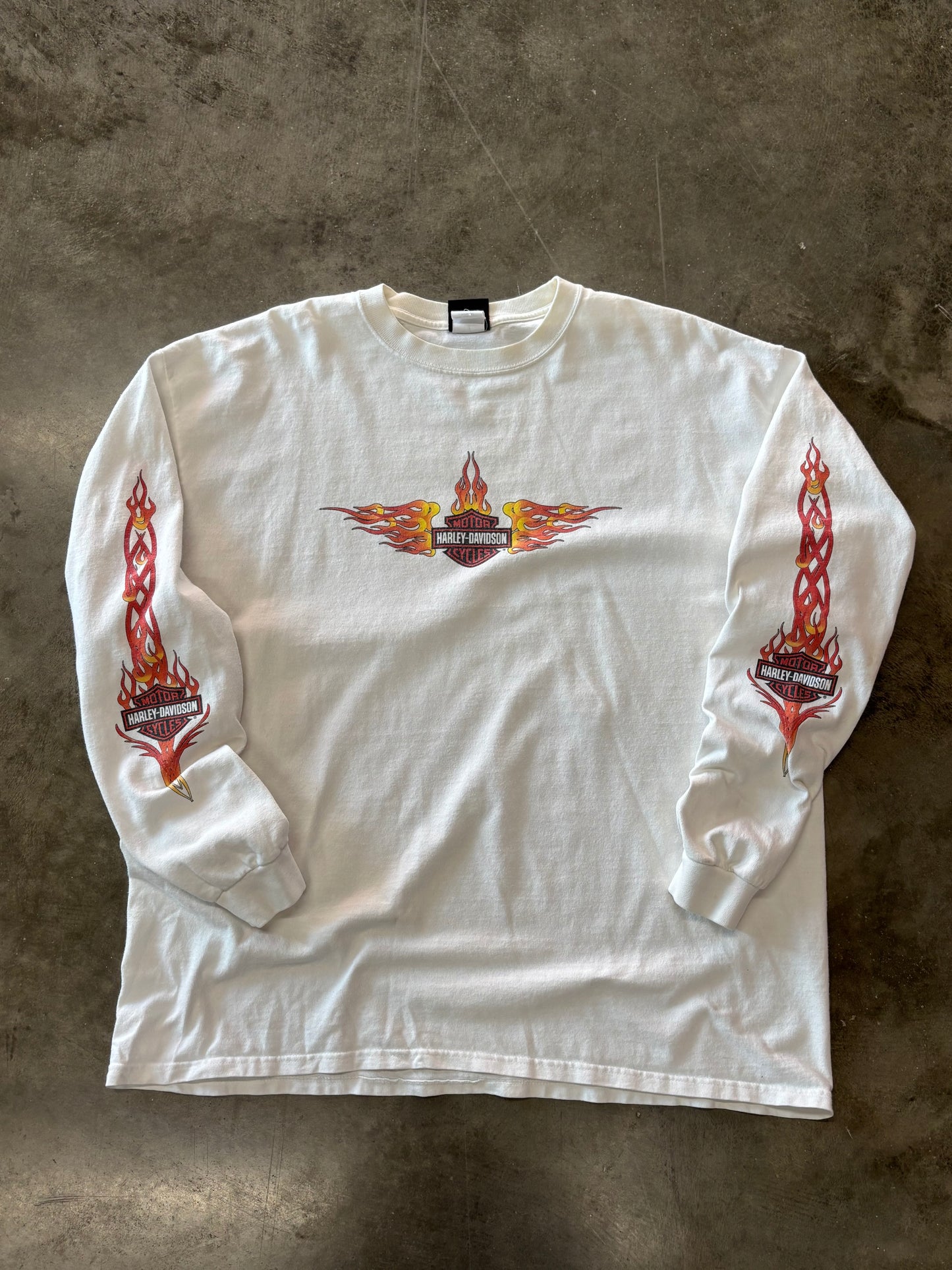 Vintage Harley Davidson White Flame long sleeve size xxl